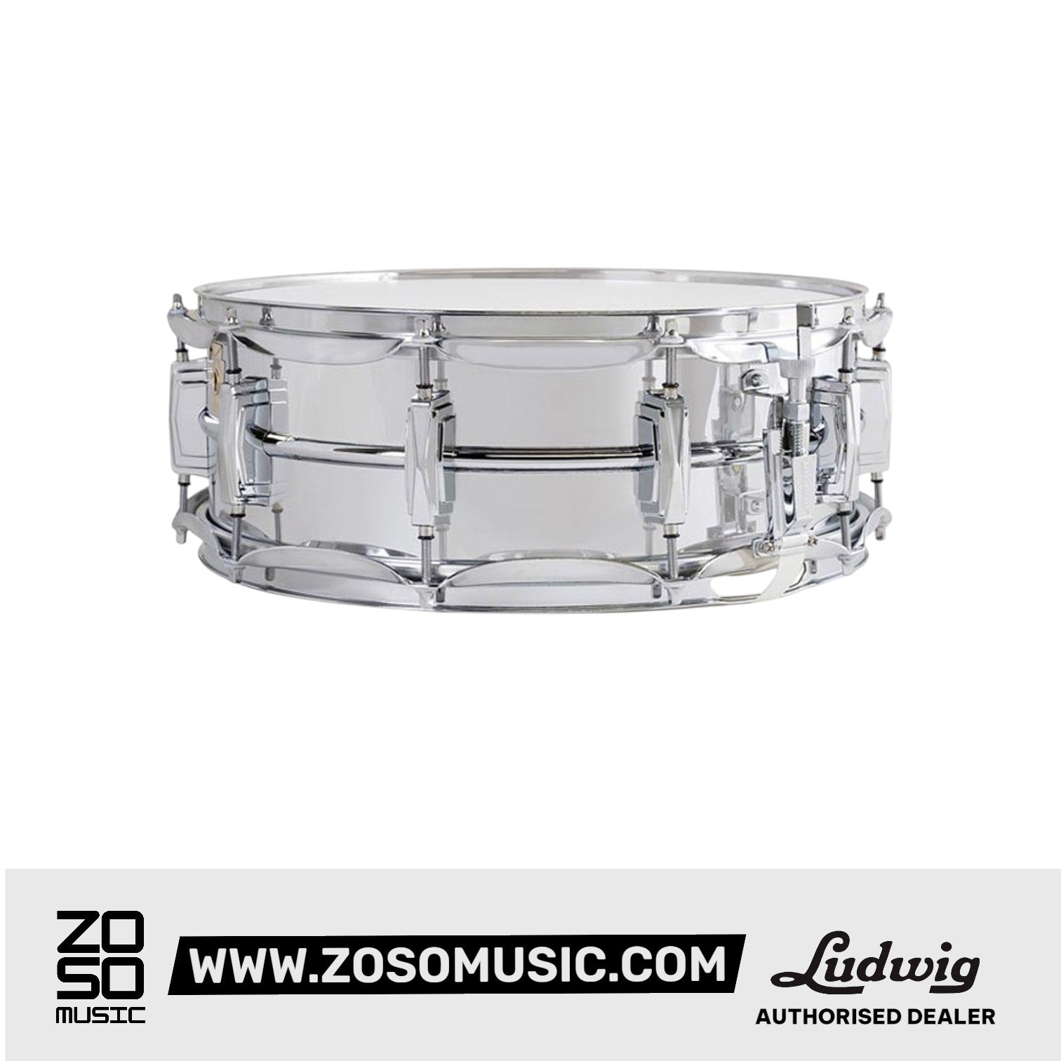 Ludwig LM400 5x14inch Supraphonic Chrome-Plated Aluminium Snare Drum |  LUDWIG |  DRUM-SNARE DRUM |  Zoso Music