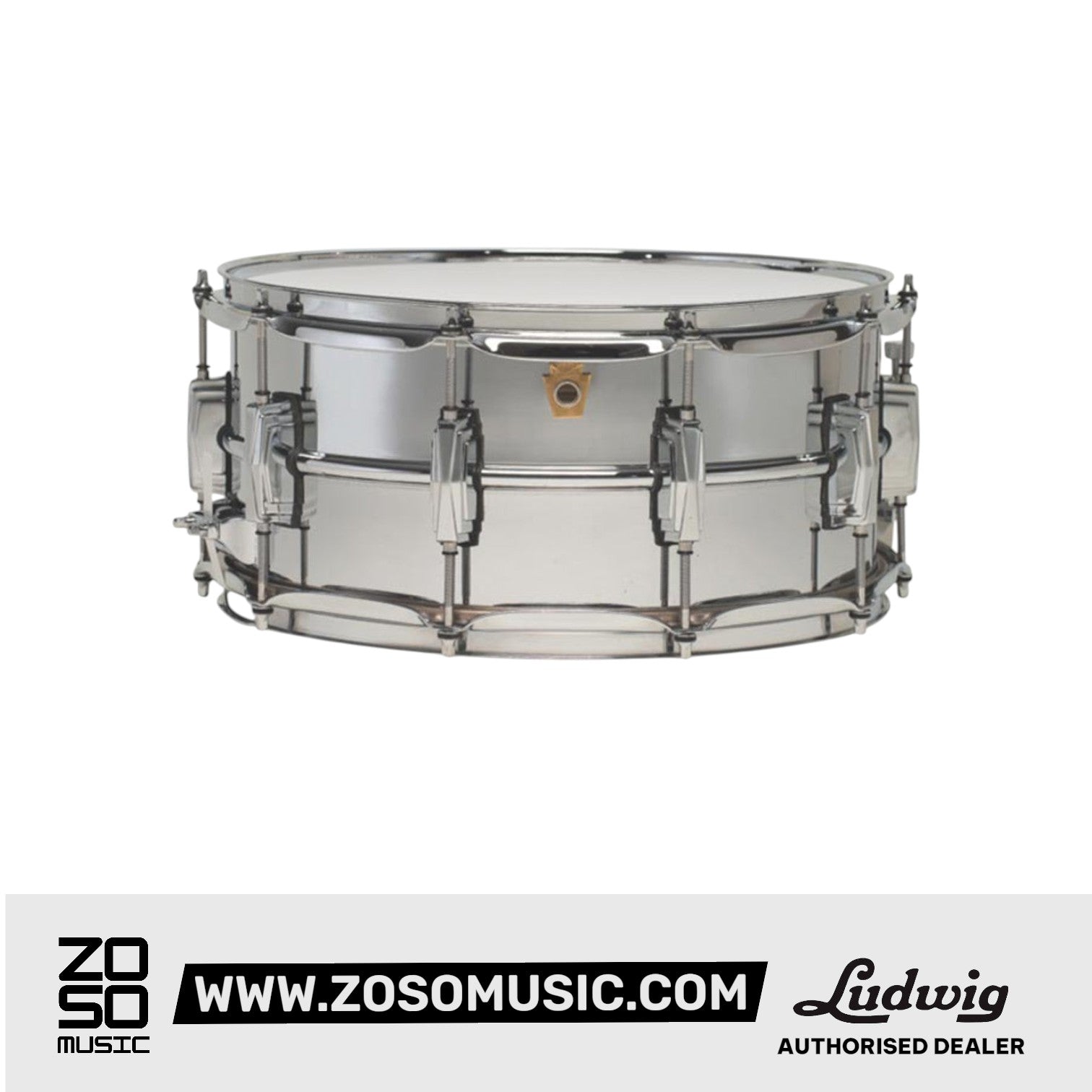 Ludwig LM402 6.5x14inch Supraphonic Chrome-Plated Aluminium Snare Drum |  LUDWIG |  DRUM-SNARE DRUM |  Zoso Music