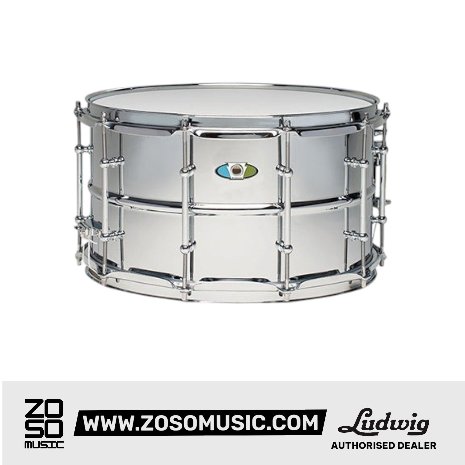 Ludwig LW0814SL 8x14inch Supralite Polished Steel Snare Drum |  LUDWIG |  DRUM-SNARE DRUM |  Zoso Music