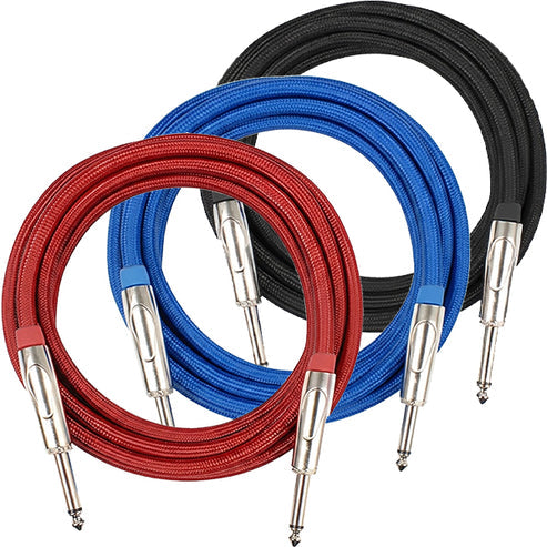 Kirlin IWCX-261PNQ 3 Meter 1/4 Metal Plug Woven Nylon Jacket Instrument Cable