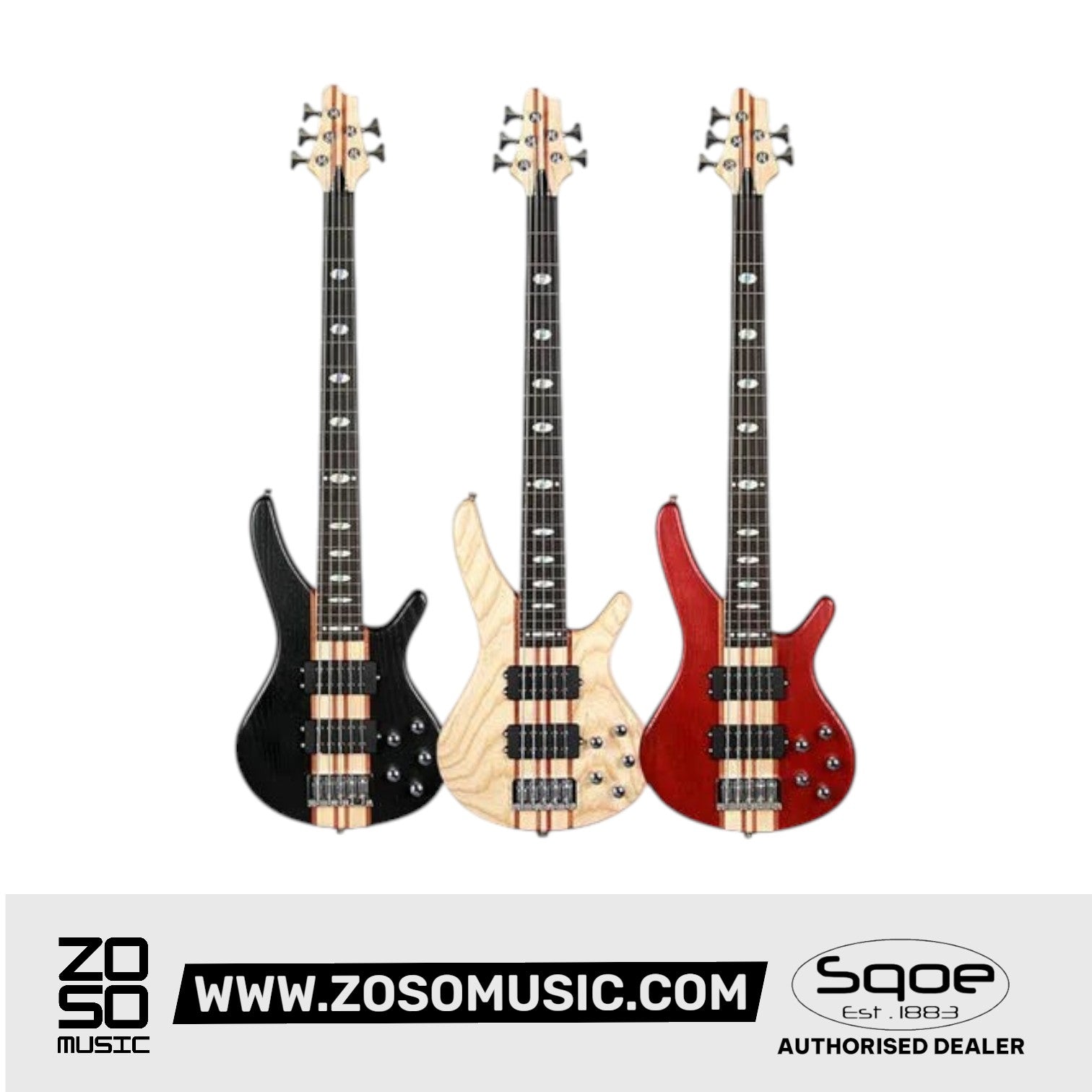 SQOE LT5BS Active 5 String Bass Guitar | Zoso Music Sdn Bhd