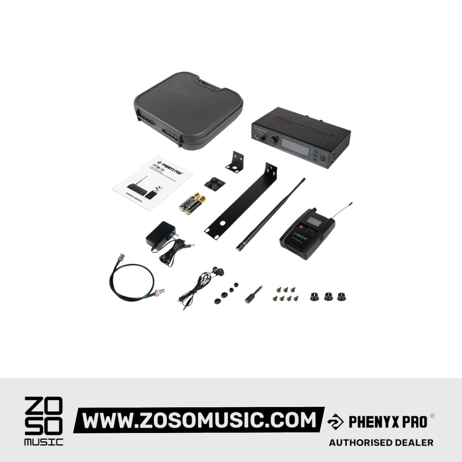 Phenyx Pro Best Budget Wireless PTM-10 Stereo Wireless in Ear Monitor System Bodypack Receiver |  PHENYX PRO |  WIRELESS-ANTENNA |  Zoso Music