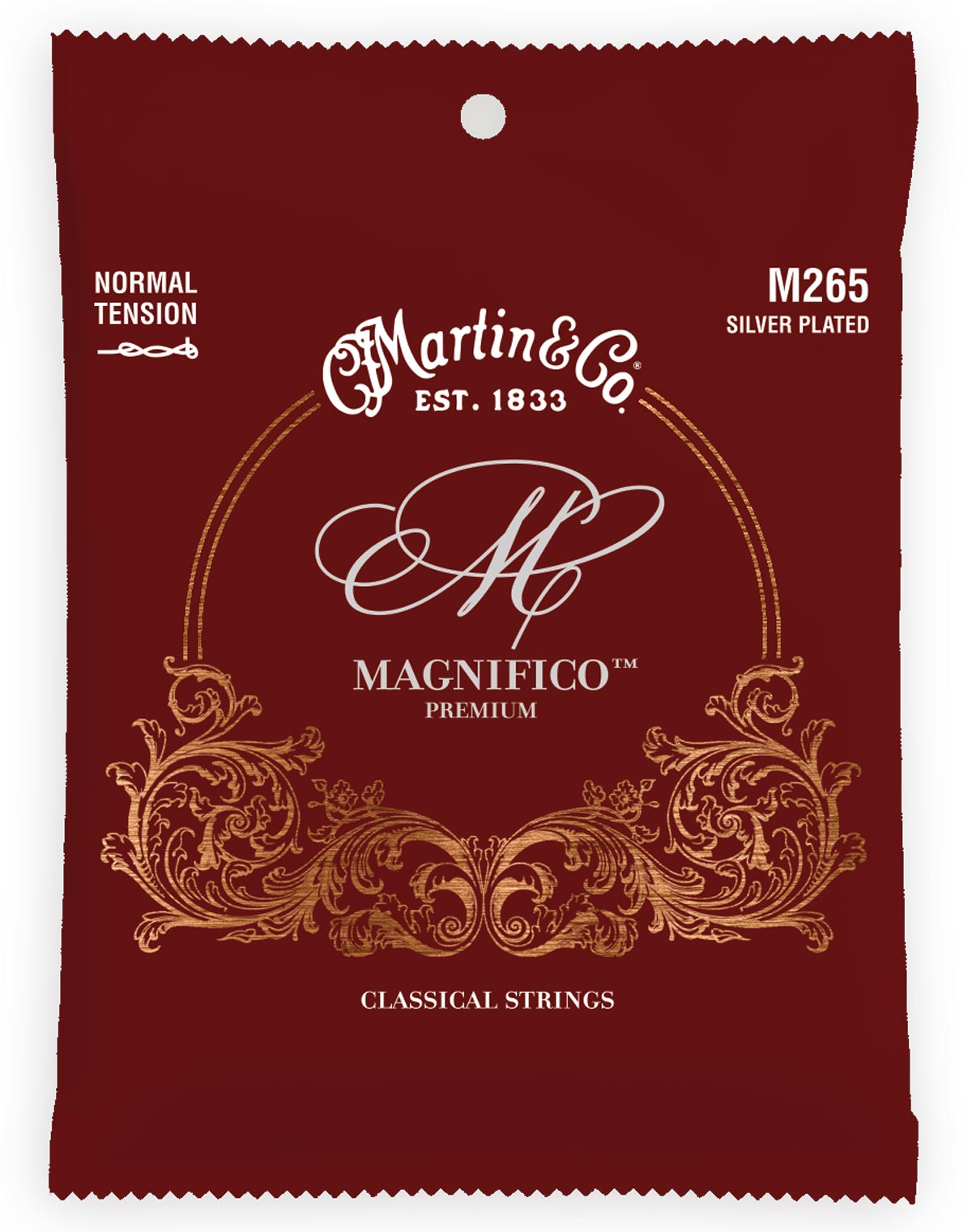 Martin M265 | Magnifico Premium | Silverplated Classical Guitar Strings | Normal Tension | Tie End