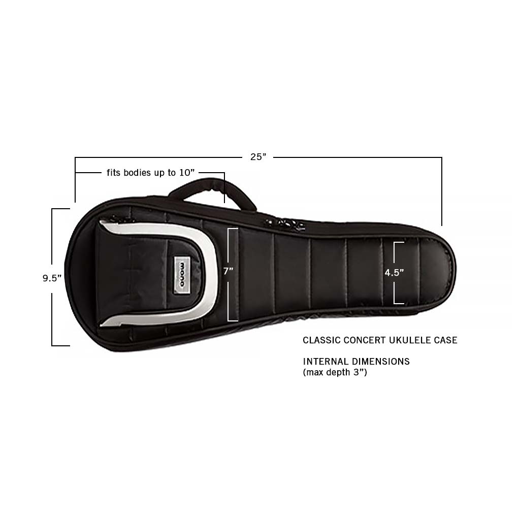 MONO Classic Concert Ukulele Case, Black - ZOSO MUSIC