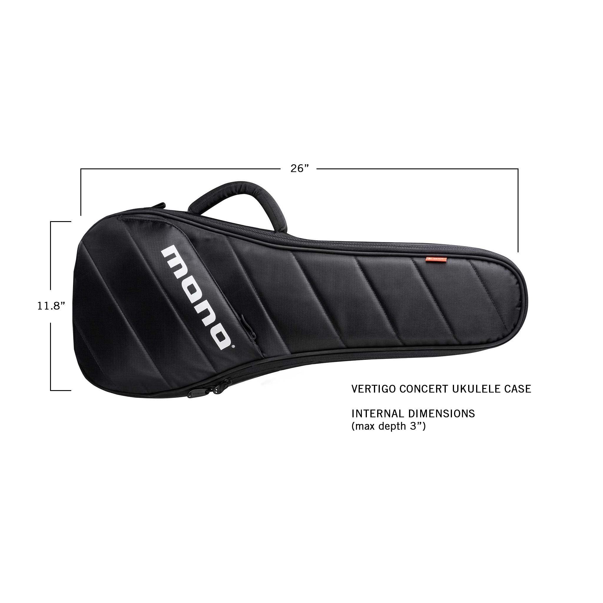 MONO Vertigo Concert Ukulele Case, Black - ZOSO MUSIC