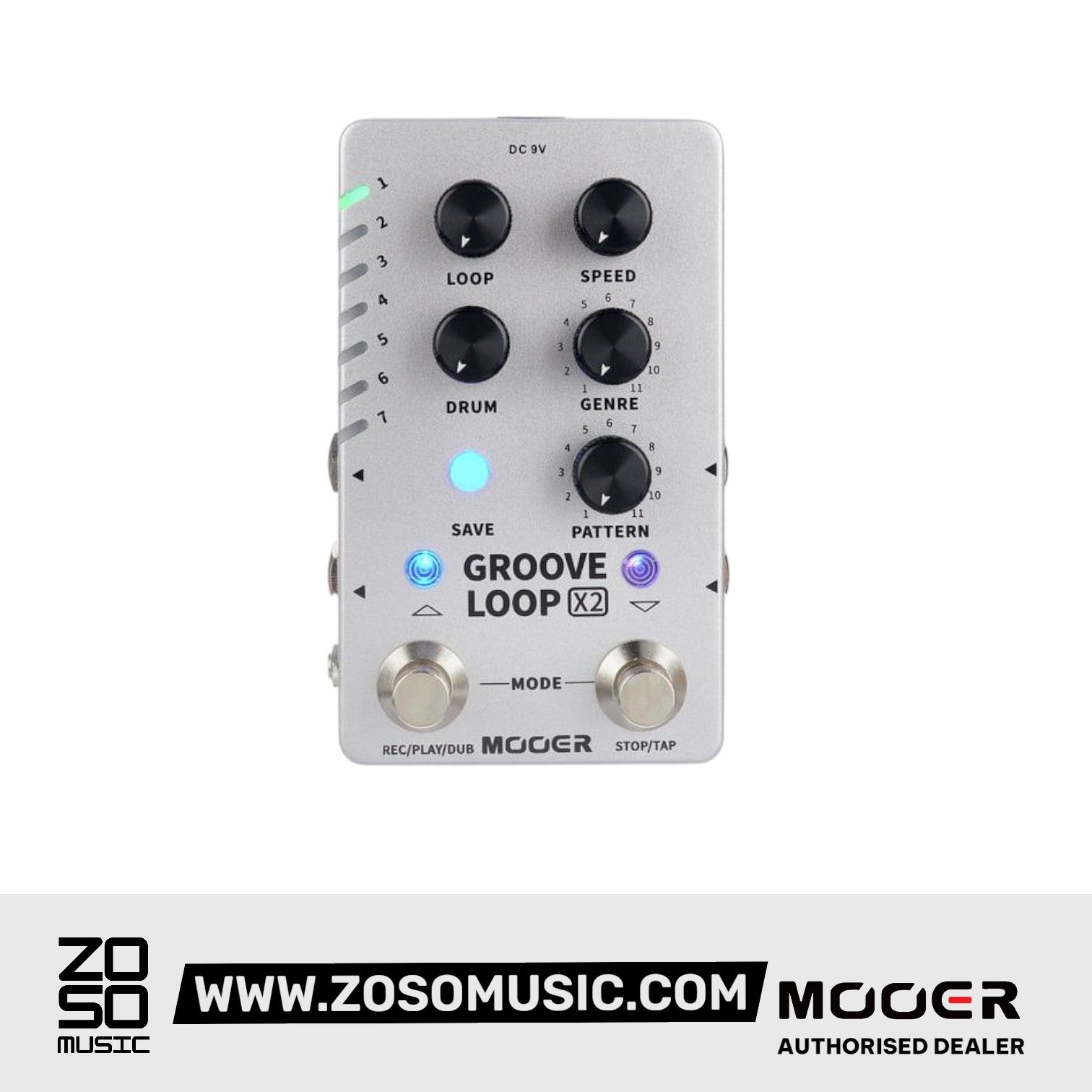 Mooer Groove Loop X2 - Stereo Looper / Drum Machine | Zoso Music Sdn Bhd