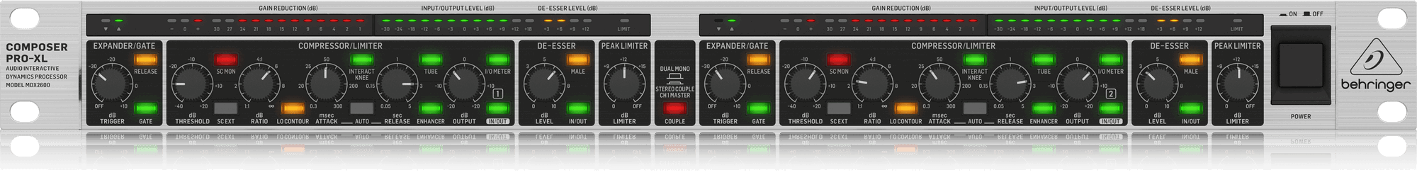 Behringer Composer Pro-XL MDX2600 V2 2-channel Compressor/Limiter/Gate (MDX-2600 V2) | BEHRINGER , Zoso Music