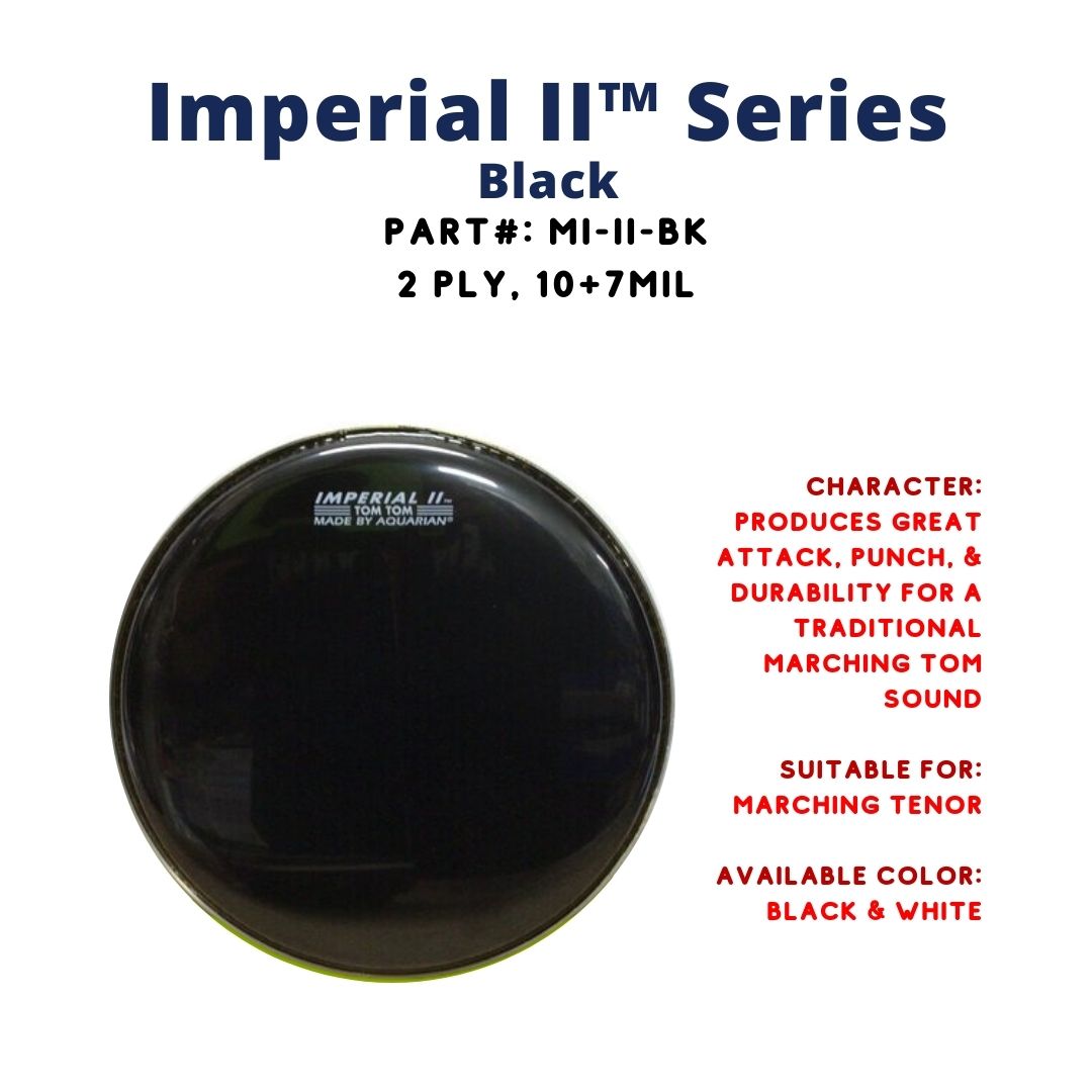 Aquarian MI-II-BK Imperial II 1ply 10mil Black Marching Tenor Drumhead |  AQUARIAN |  DRUM HEAD |  Zoso Music