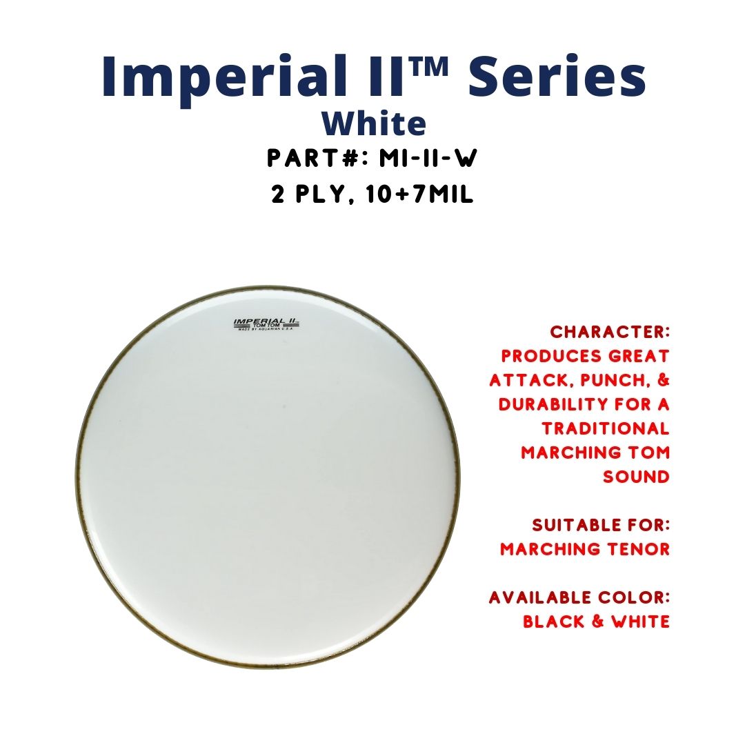 Aquarian MI-II-WH Imperial II 1ply 10mil White Marching Tenor Drumhead |  AQUARIAN |  DRUM HEAD |  Zoso Music