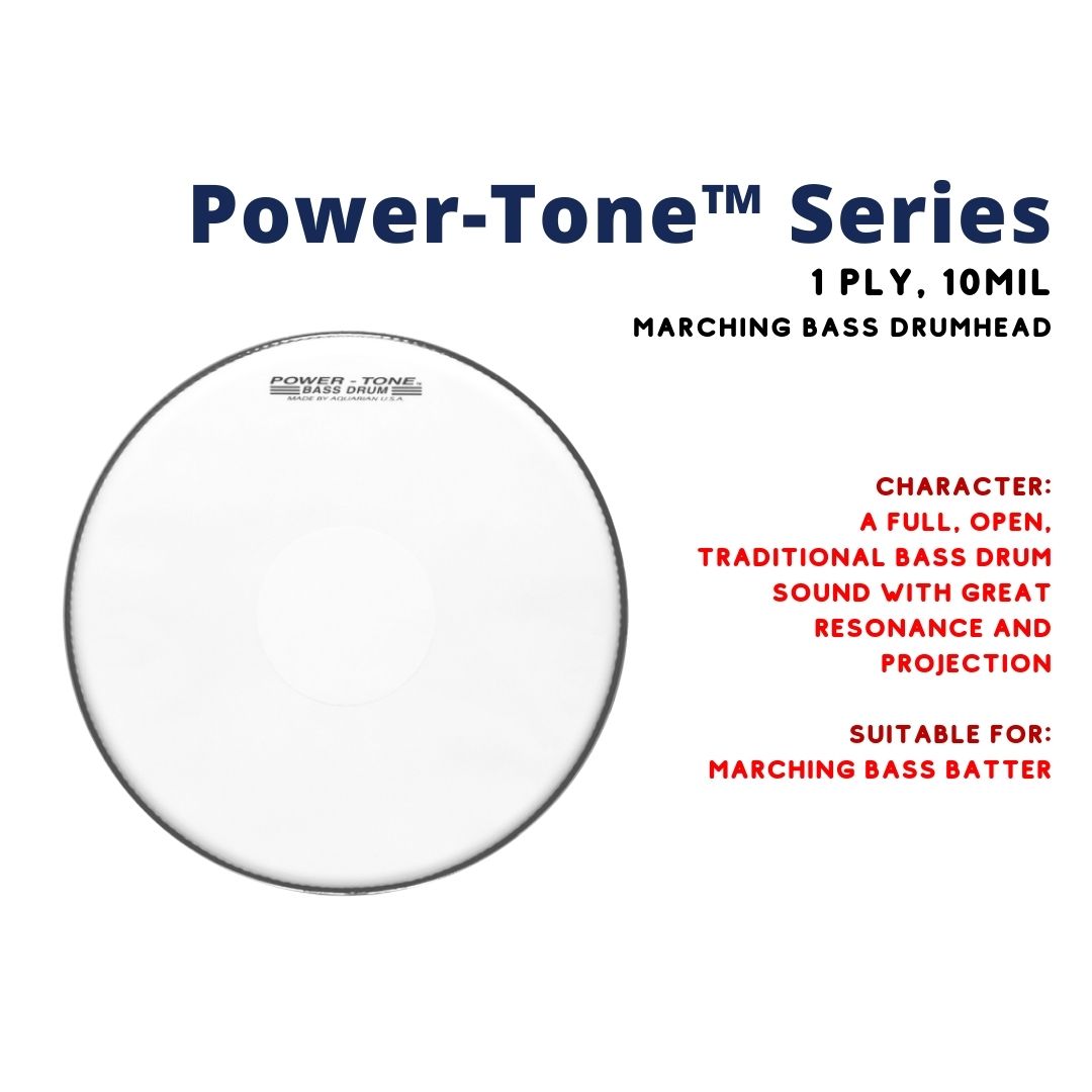 Aquarian MPB-W Powertone 1ply 10mil White Marching Bass Drumhead