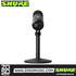 Zoso Music Shure MV6 USB gaming microphone on a desktop stand, showing rear ports and controls.