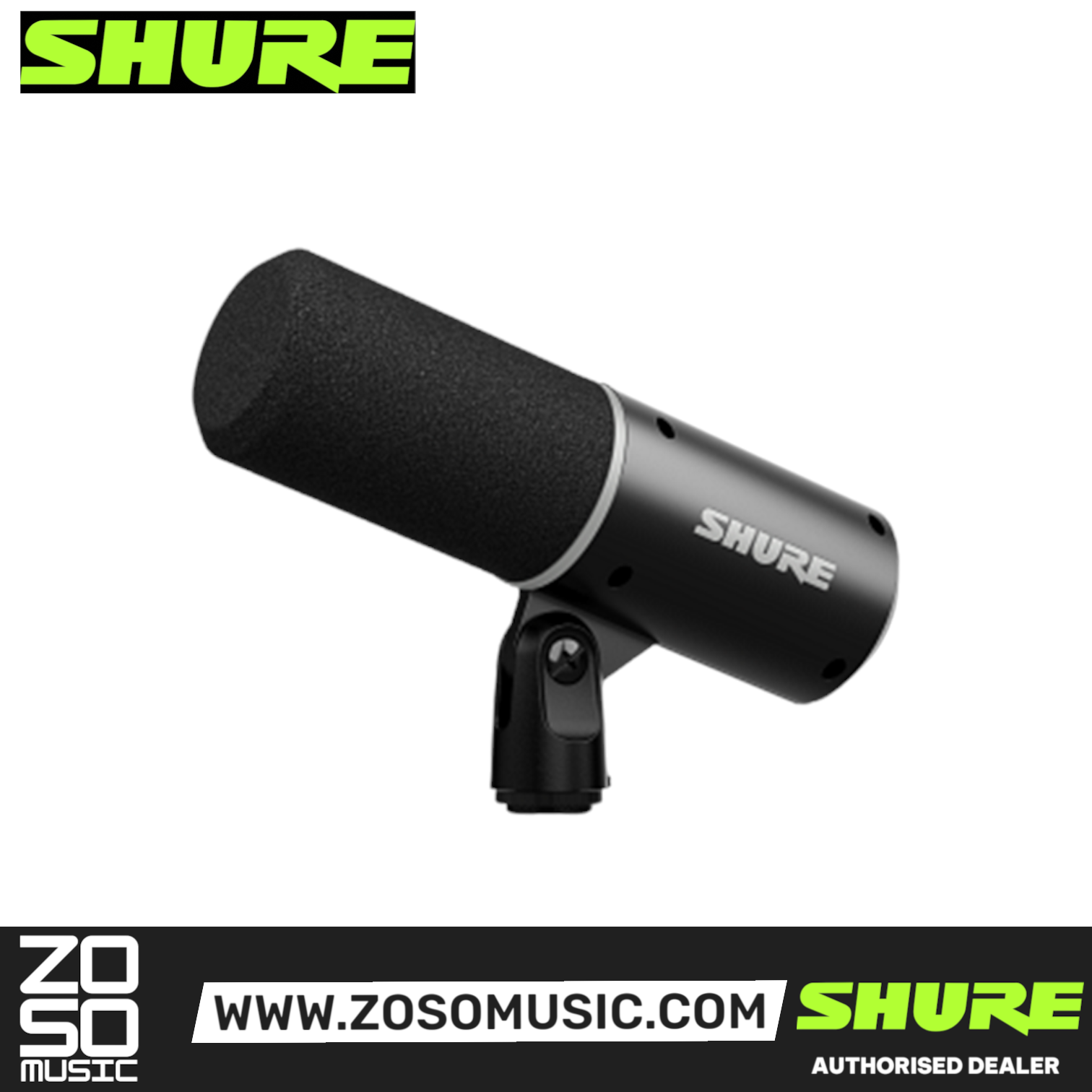 Zoso Music Shure MV6 Gen 2 dynamic USB gaming microphone in black with integrated stand and foam windscreen
