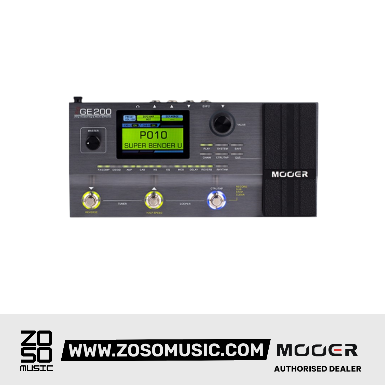 Mooer GE200 Amp Modelling & Guitar Multi Effect Processor |  MOOER |  MULTI-EFFECTS |  Zoso Music