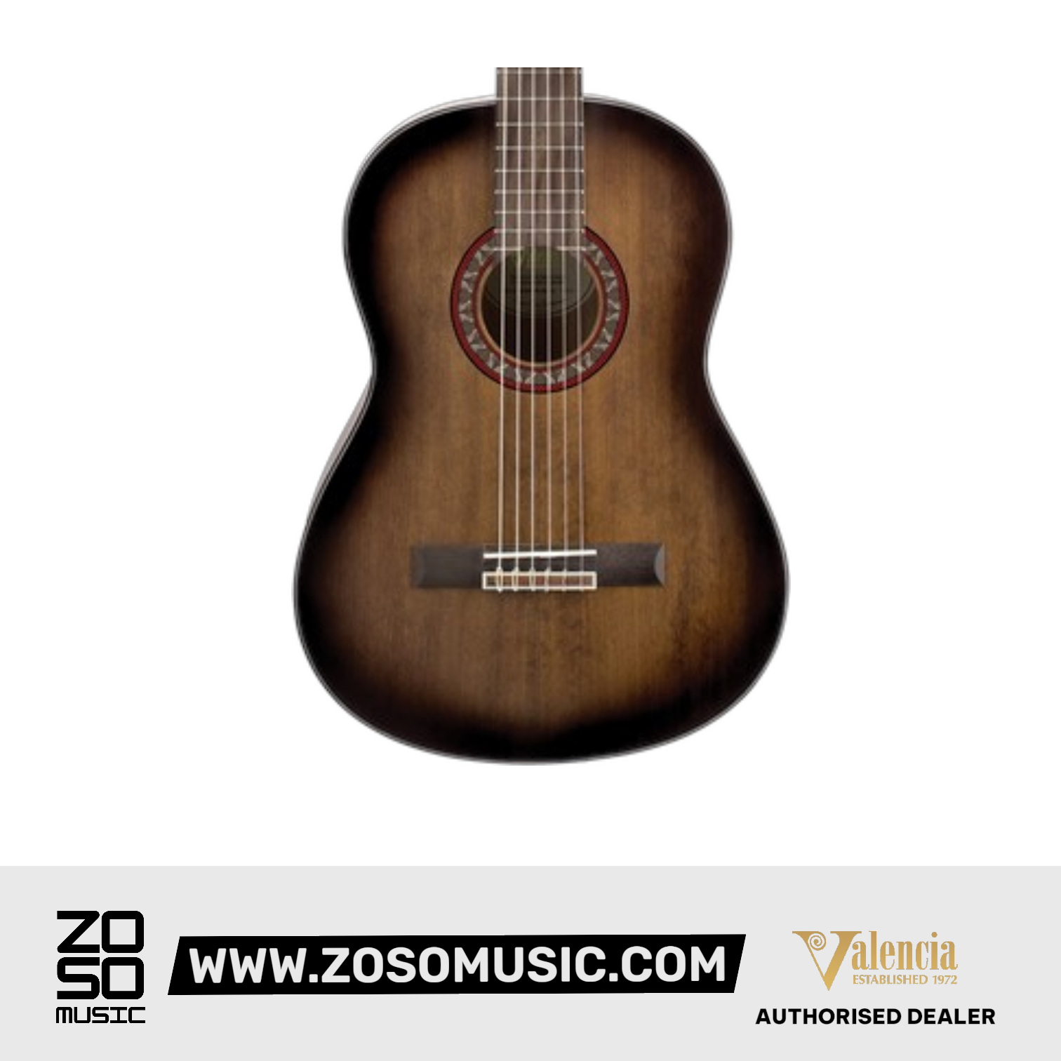 Valencia VC404 Classical Guitar Full Size Historic Sunburst |  VALENCIA |  CLASSICAL GUITAR |  Zoso Music