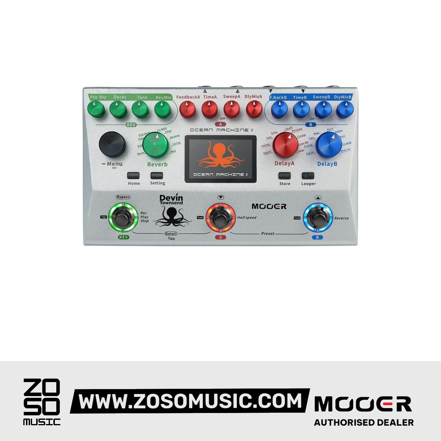 Mooer Ocean Machine II Delay & Reverb Pedal | Zoso Music Sdn Bhd