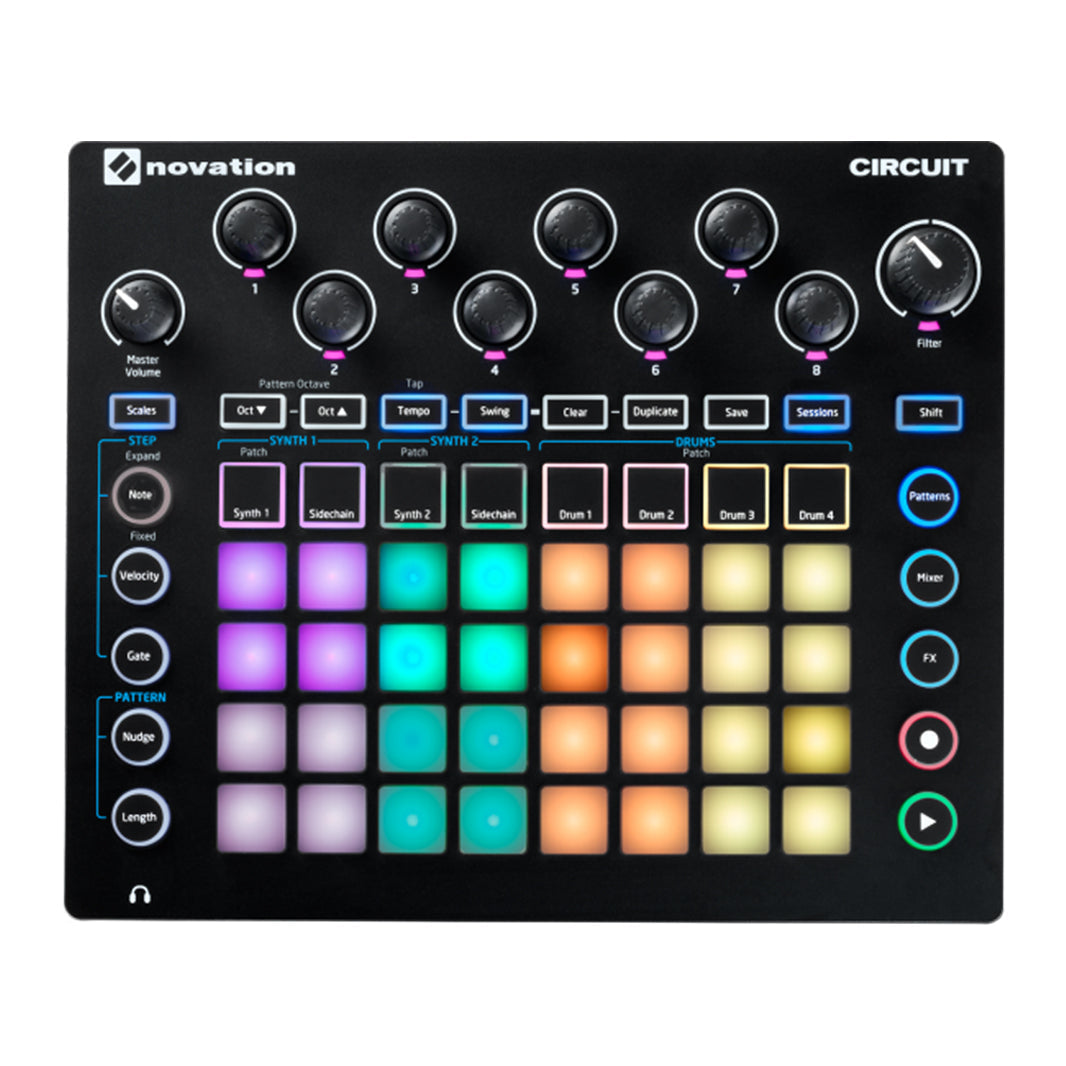 Novation Circuit 2-Part Synthesizer w/ A 4x8 RGB Velocity-Sensitive Grid Sequencer |  NOVATION |  KEYBOARD-MIDI CONTROLLER |  Zoso Music