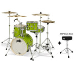 DW PDP New Yorker 4-pc Drums with 16" Bass Drum - Electric Green Sparkle |  PDP |  DRUM-ACOUSTIC |  Zoso Music