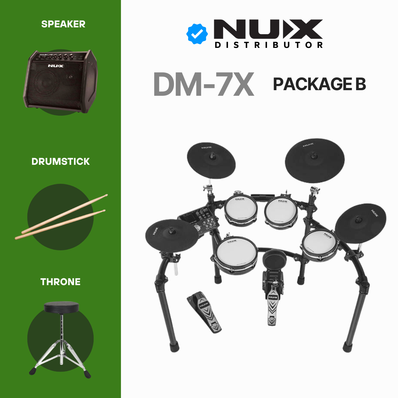 Nux DM-7X 5-Piece Digital Electronic Drum Set