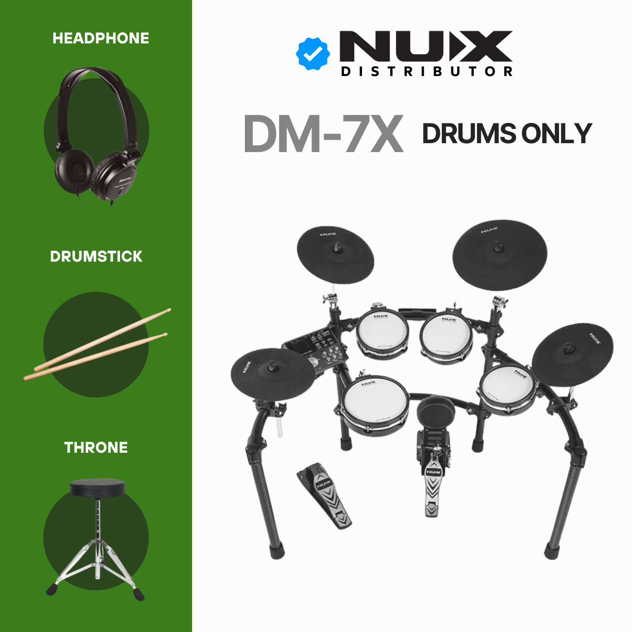 Nux DM-7X 5-Piece Digital Electronic Drum Set