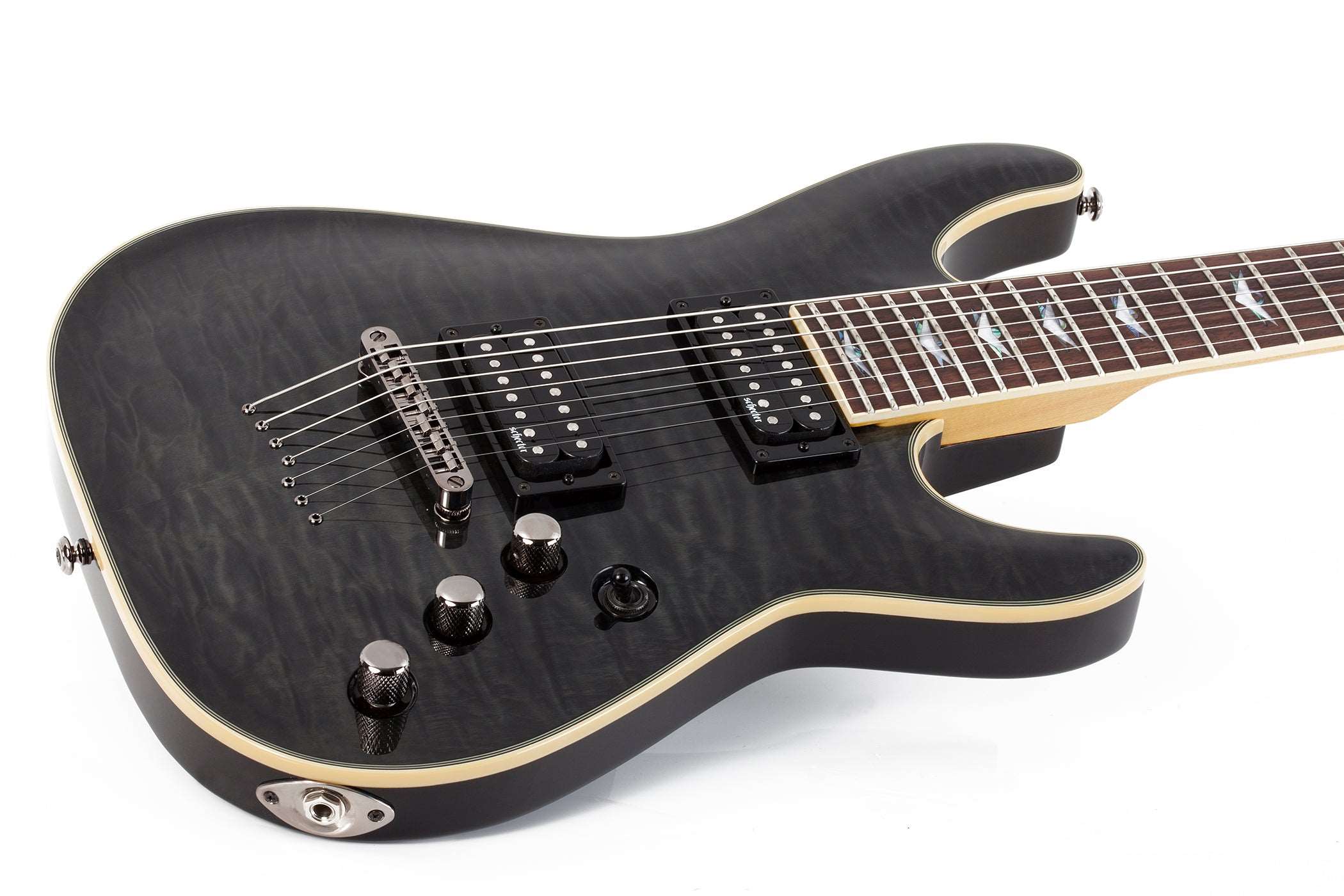 SCHECTER ELECTRIC GUITAR OMEN EXTREME 7 STRING SEE THROUGH BLACK (2007) MADE IN INDONESIA, SCHECTER, ELECTRIC GUITAR, schecter-electric-guitar-omenextreme7-stblk, ZOSO MUSIC SDN BHD