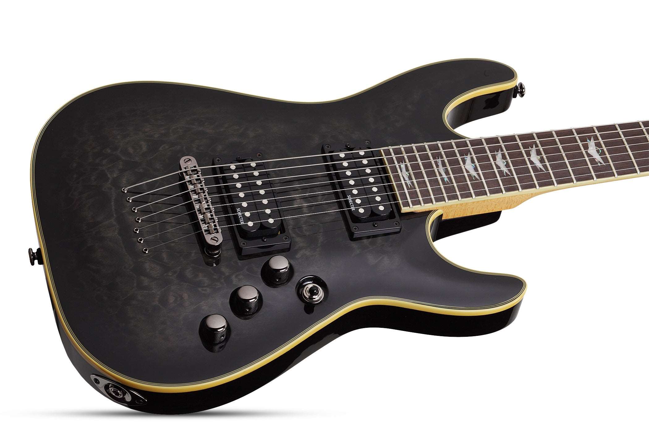 SCHECTER ELECTRIC GUITAR OMEN EXTREME 7 STRING SEE THROUGH BLACK (2007) MADE IN INDONESIA, SCHECTER, ELECTRIC GUITAR, schecter-electric-guitar-omenextreme7-stblk, ZOSO MUSIC SDN BHD