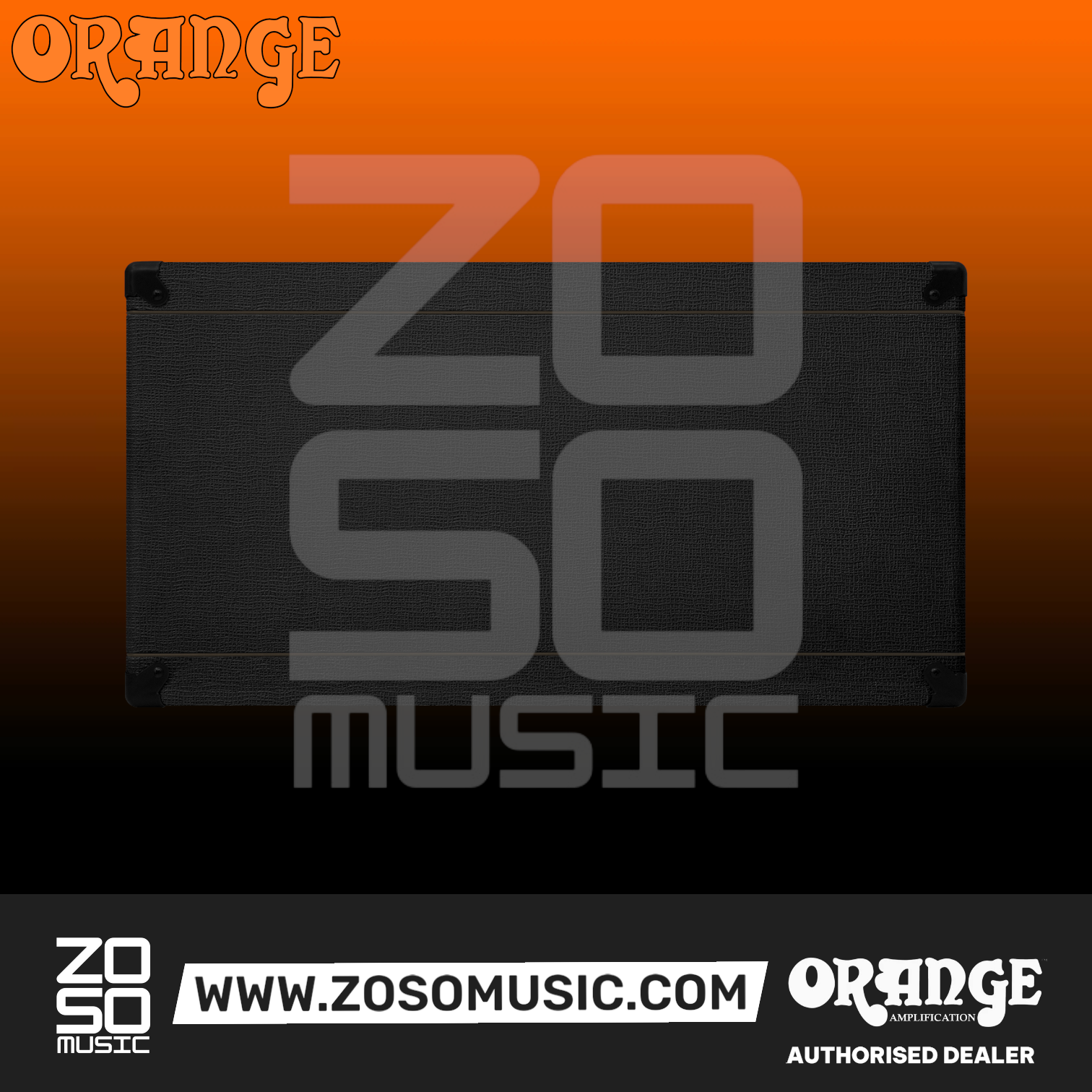 Zoso Music Orange Crush Pro 4x12 closed-back guitar speaker cabinet in black with birch plywood construction