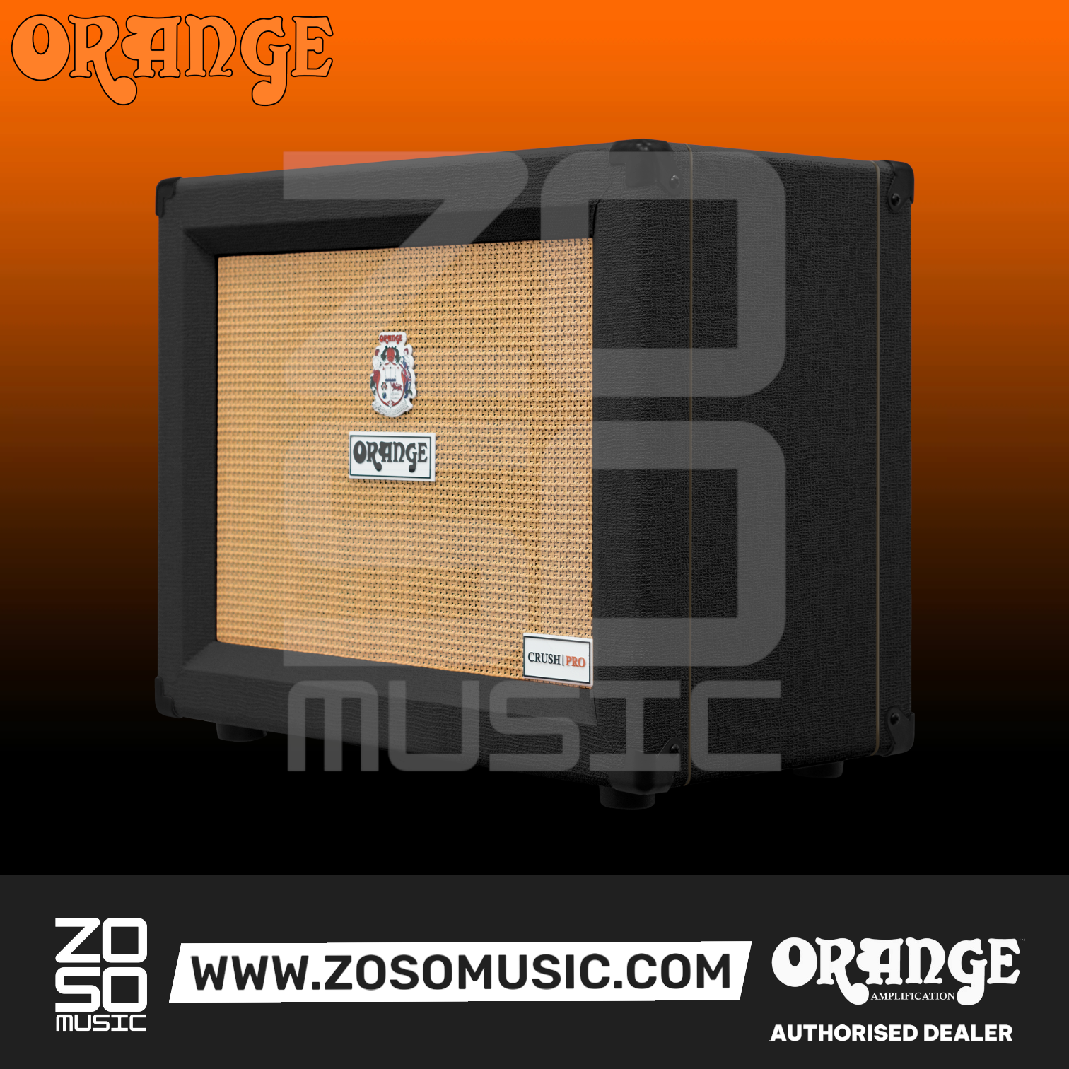 Zoso Music Orange Crush CR60C 60-watt 1x12 combo guitar amplifier in black with iconic basketweave speaker grille.