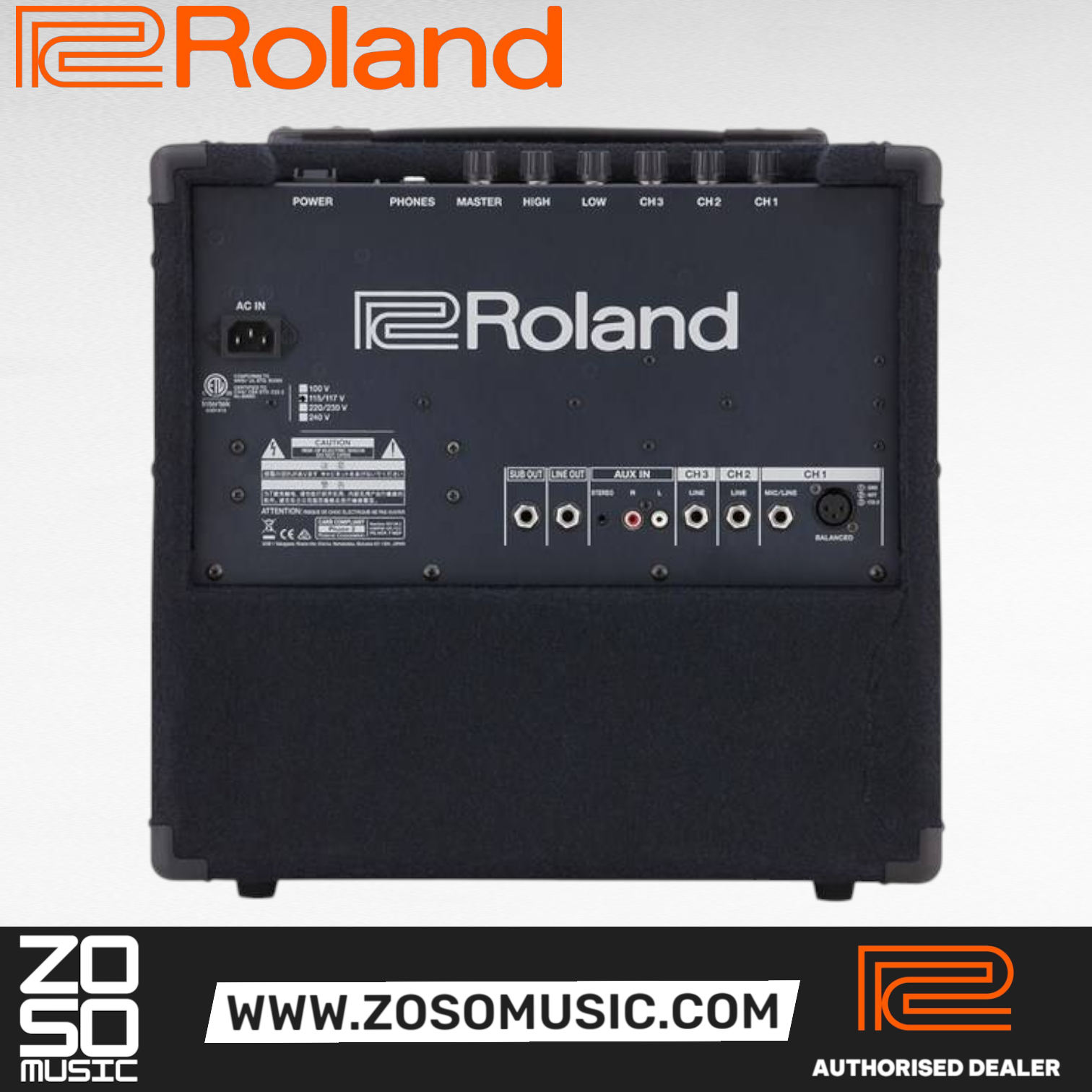 Roland KC-80 - 50 Watt 10", 3 Channel Keyboard Amplifier |  ROLAND |  AMPLIFIER-CABINET |  Zoso Music