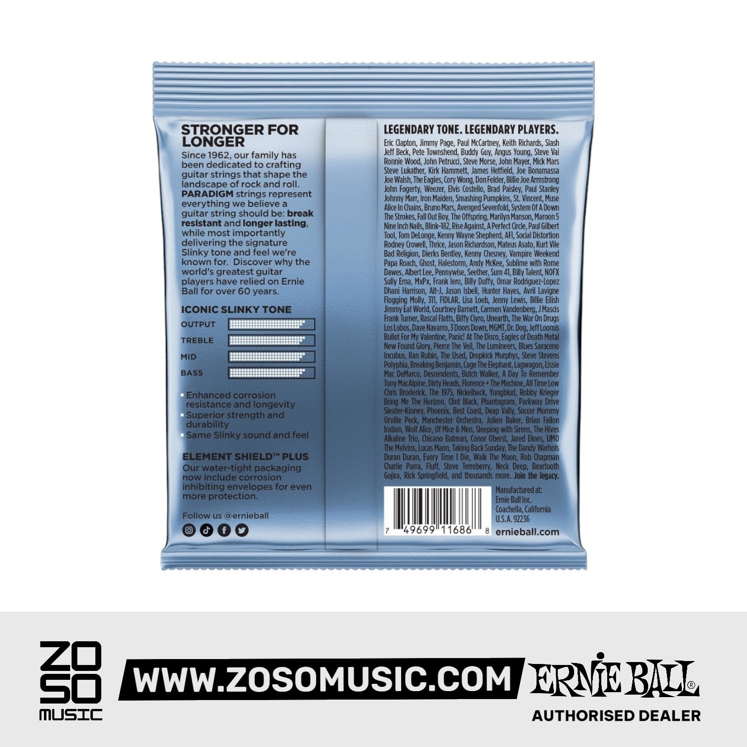 Ernie Ball P02018 Primo Slinky Paradigm Electric Guitar Strings, 9.5-44 Gauge |  ERNIE BALL |  STRINGS-BASS GUITAR |  Zoso Music