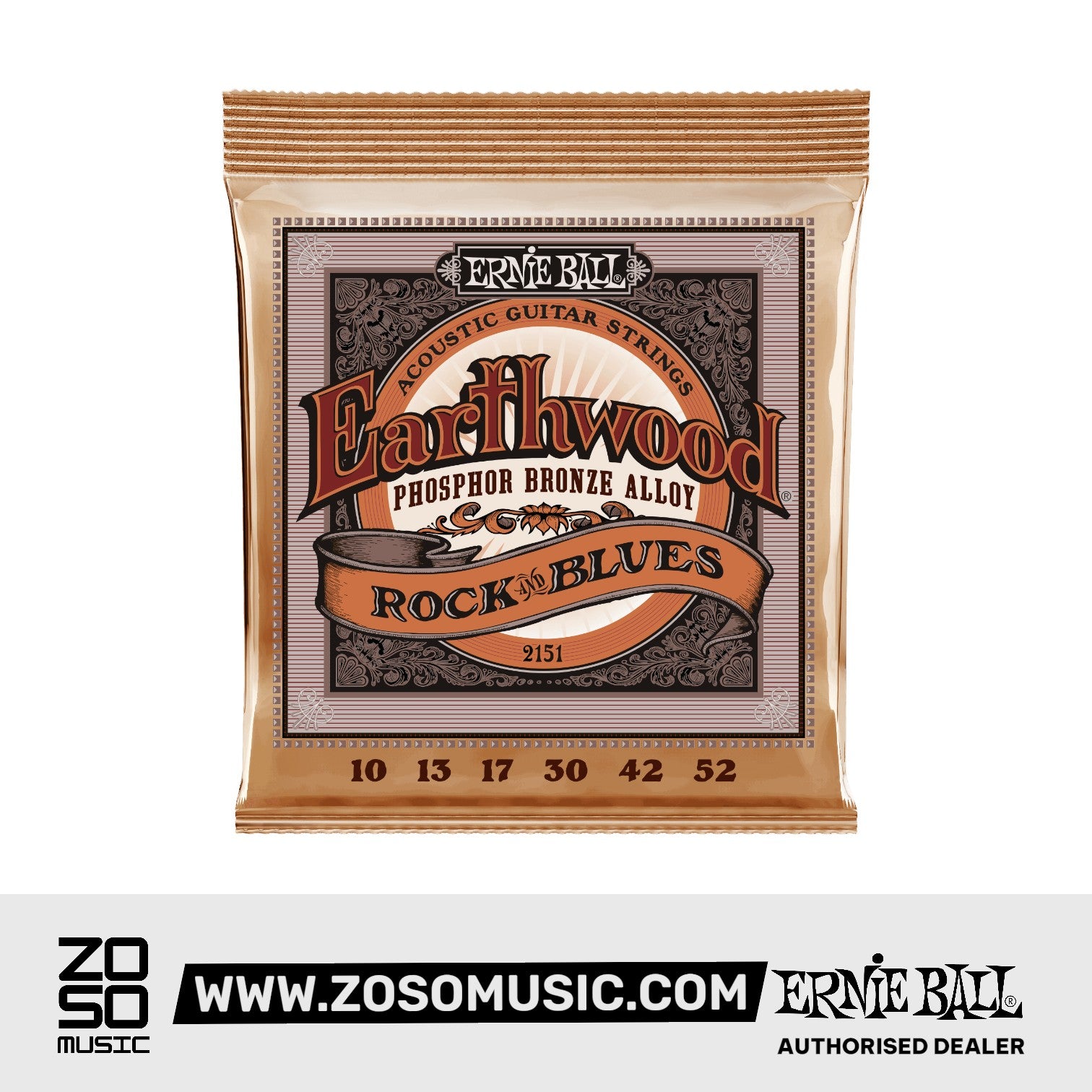Ernie Ball Earthwood Medium Light Phosphor Bronze Acoustic Guitar Strings, 12-54 | Zoso Music Sdn Bhd