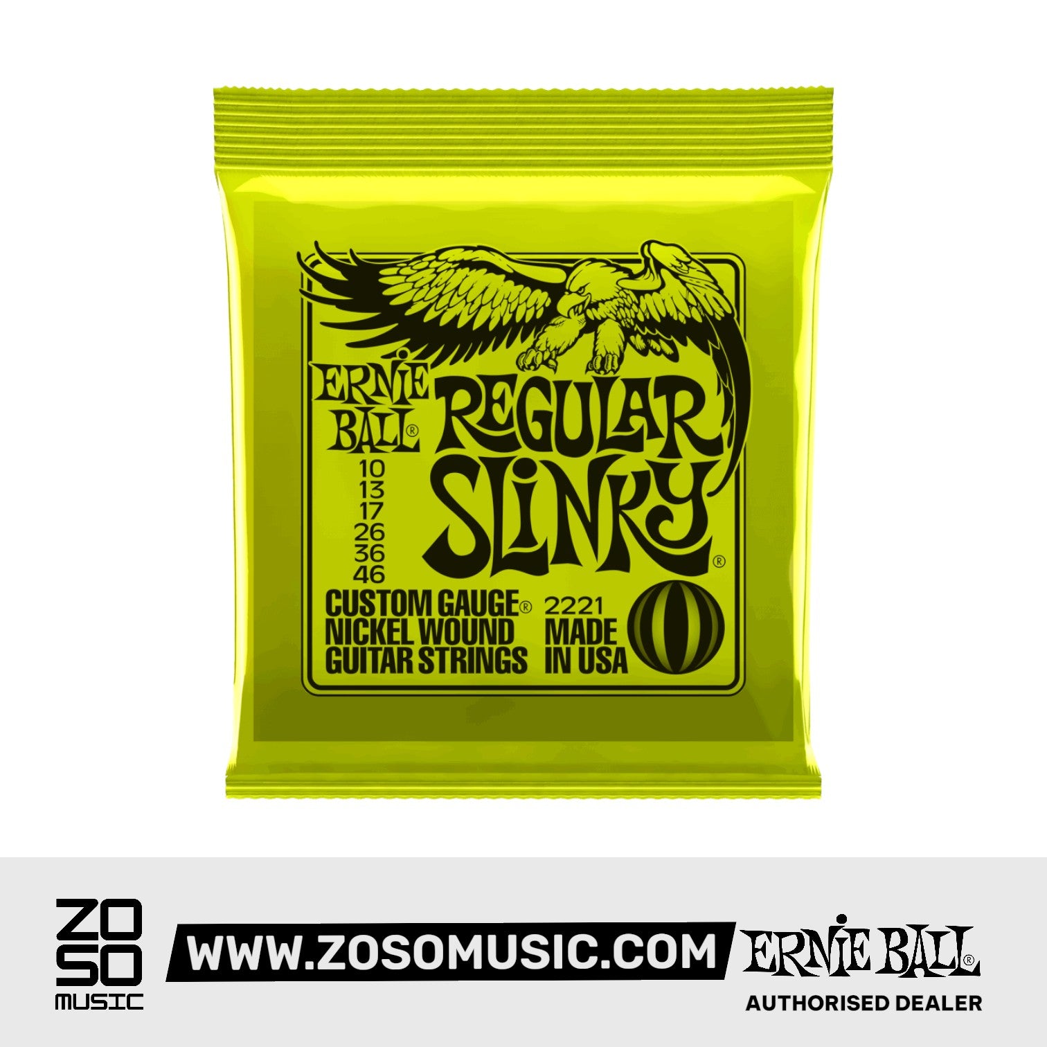 ERNIE BALL 2221 REGULAR SLINKY NICKEL WOUND SET, .010 - .046 | ERNIE BALL , Zoso Music