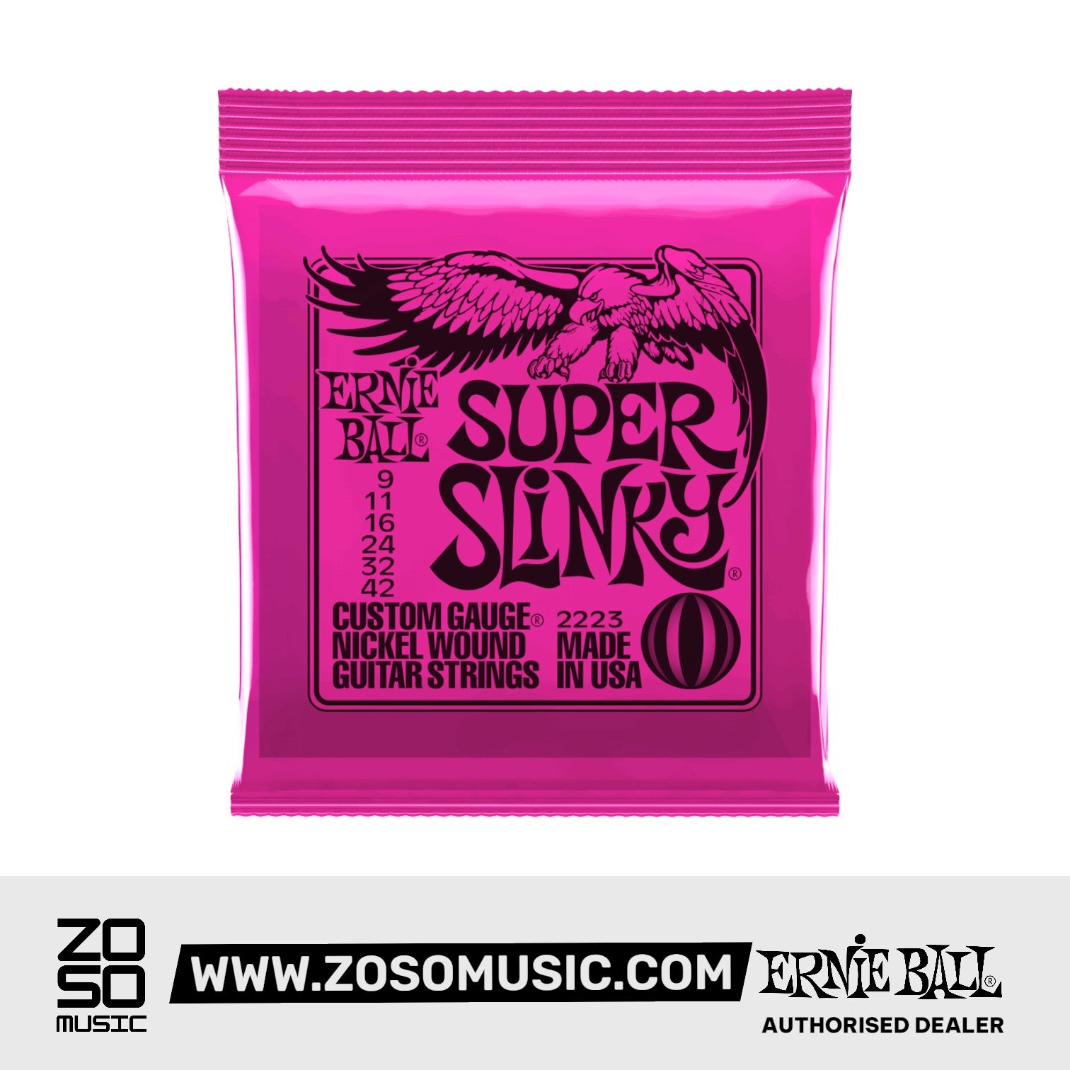 ERNIE BALL 2223 SUPER SLINKY ROUNDWOUND ELECTRIC GUITAR STRING 09-42 | ERNIE BALL , Zoso Music