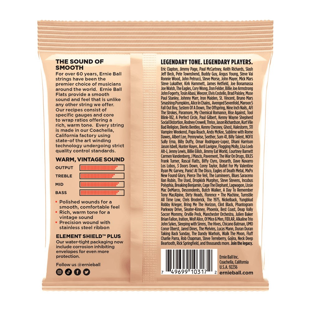 Ernie Ball Medium-Light Flatwound Electric Guitar Strings, 12-52 |  ERNIE BALL |  STRINGS-BASS GUITAR |  Zoso Music