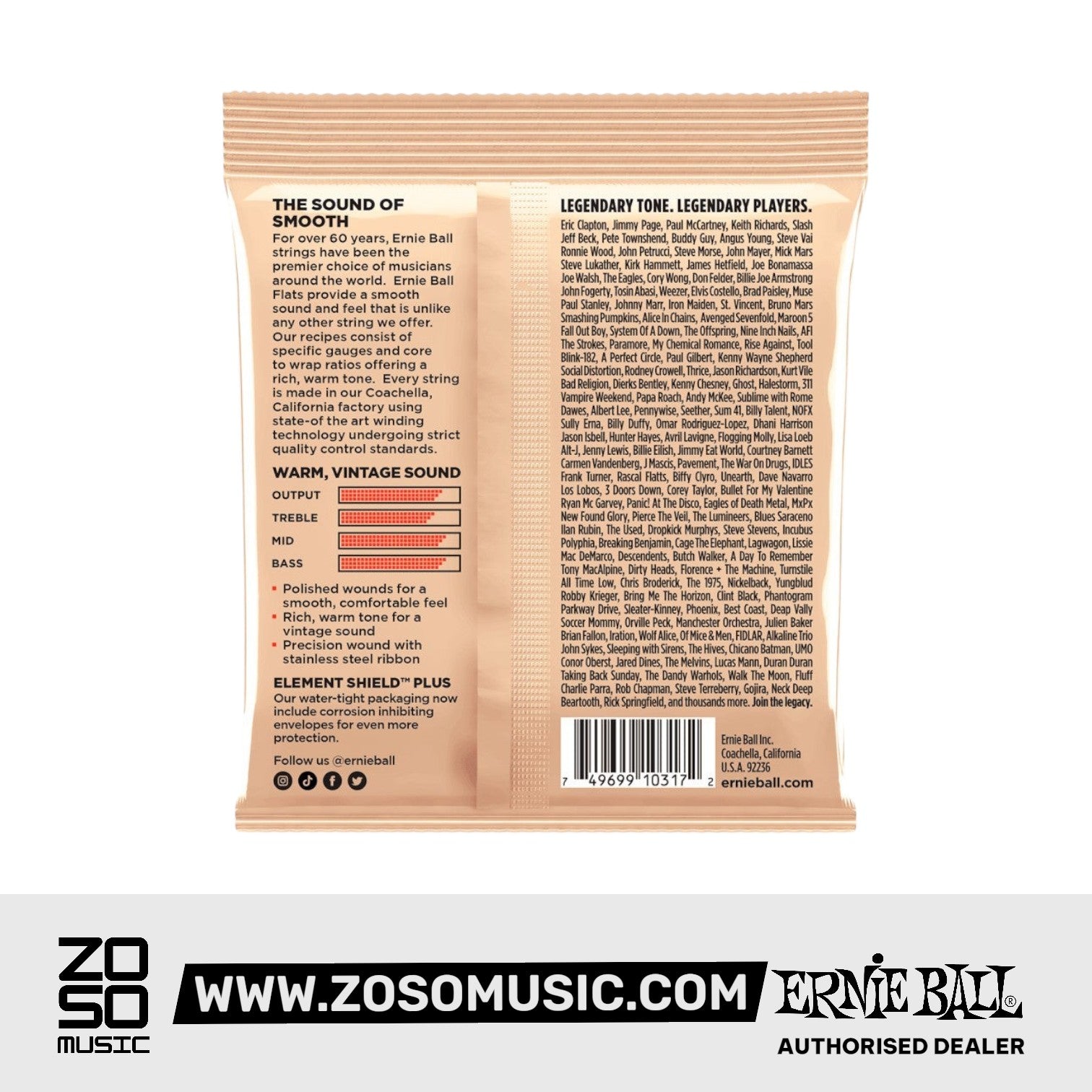 Ernie Ball Medium-Light Flatwound Electric Guitar Strings, 12-52 |  ERNIE BALL |  STRINGS-BASS GUITAR |  Zoso Music