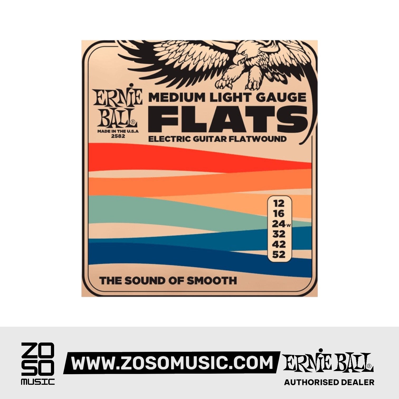 Ernie Ball Medium-Light Flatwound Electric Guitar Strings, 12-52 |  ERNIE BALL |  STRINGS-BASS GUITAR |  Zoso Music