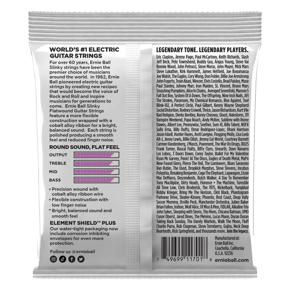 Ernie Ball P02590 Power Slinky Flatwound Electric Guitar Strings, 11-48 Gauge |  ERNIE BALL |  STRINGS-BASS GUITAR |  Zoso Music
