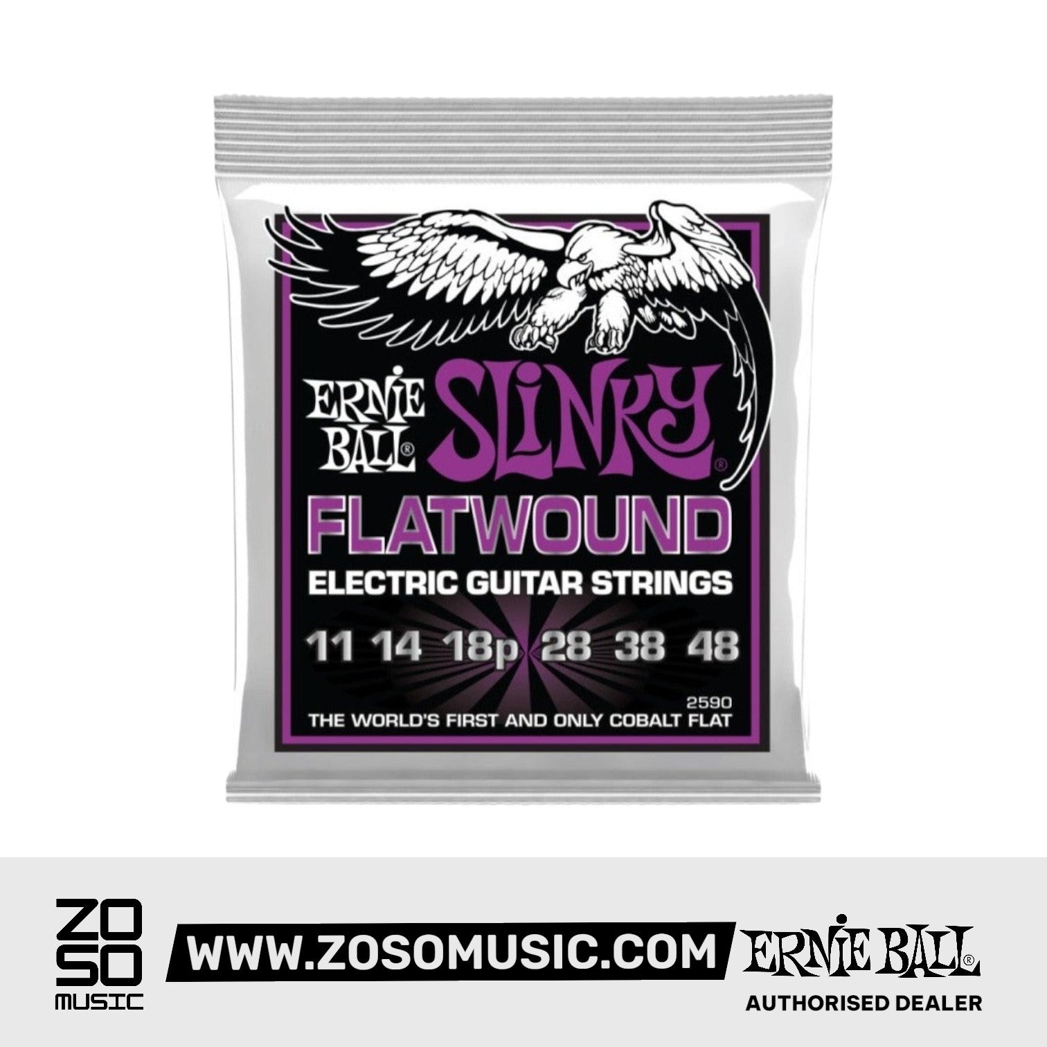 Ernie Ball P02590 Power Slinky Flatwound Electric Guitar Strings, 11-48 Gauge | Zoso Music Sdn Bhd