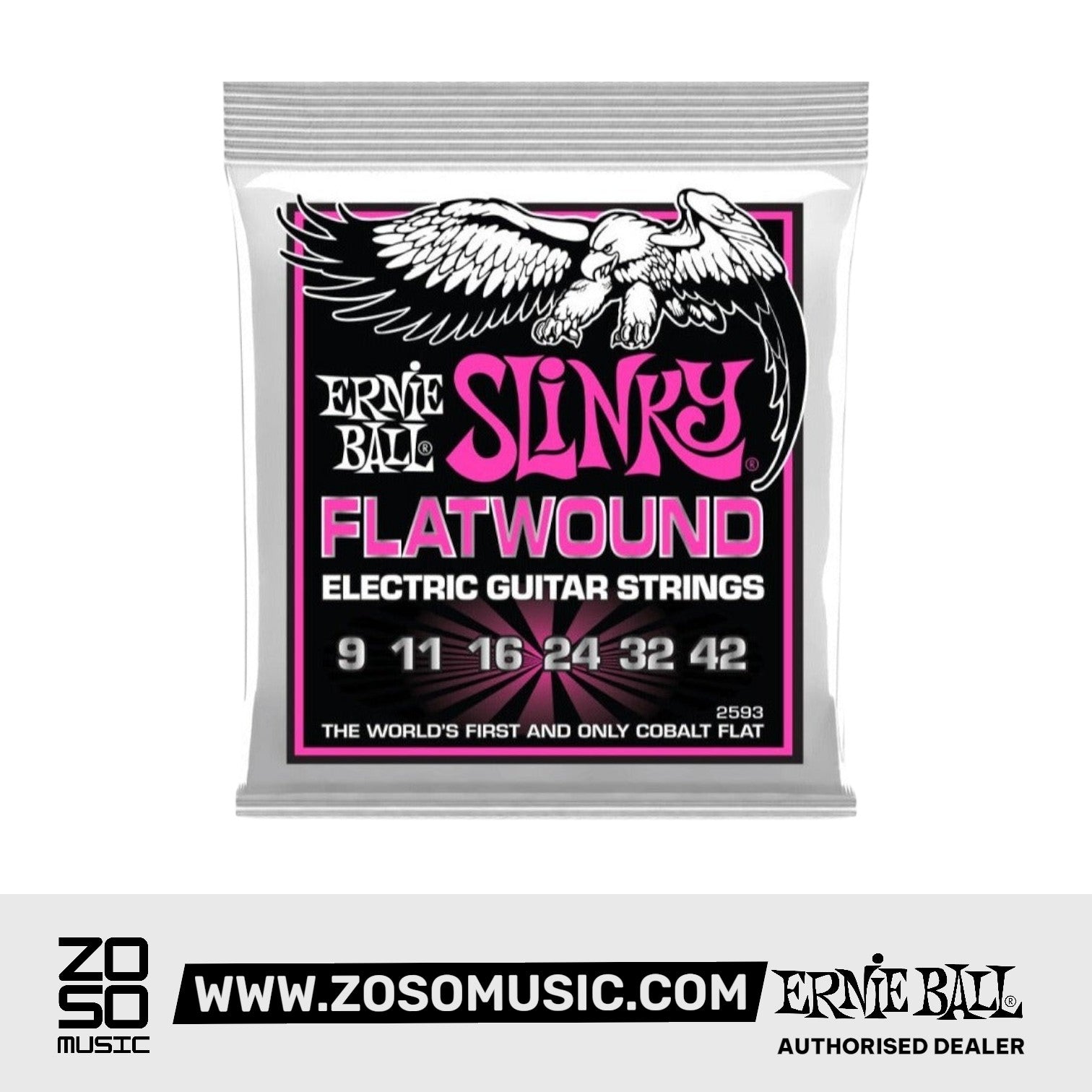 Ernie Ball P02593 Super Slinky Flatwound Electric Guitar Strings, 9-42 Gauge | Zoso Music Sdn Bhd