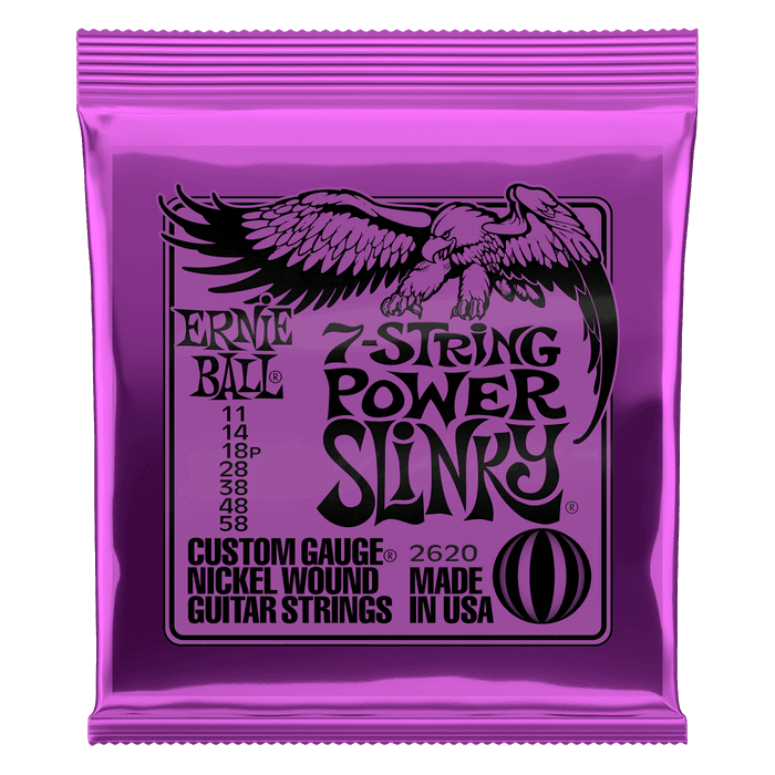 Ernie Ball Power Slinky 7-String Nickel Wound Electric Guitar Strings, 11-58 | Zoso Music Sdn Bhd