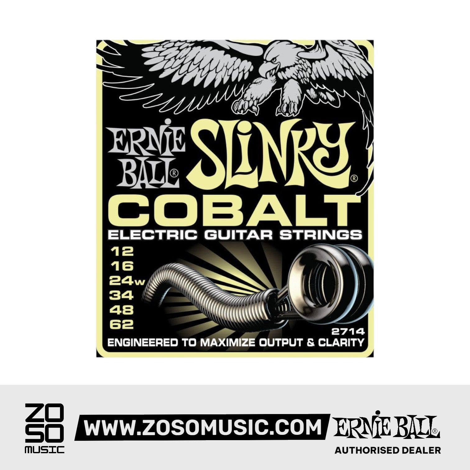 Ernie Ball P02714 Mammoth Slinky Cobalt Electric Guitar Strings, 12-62 Gauge |  ERNIE BALL |  STRINGS-BASS GUITAR |  Zoso Music