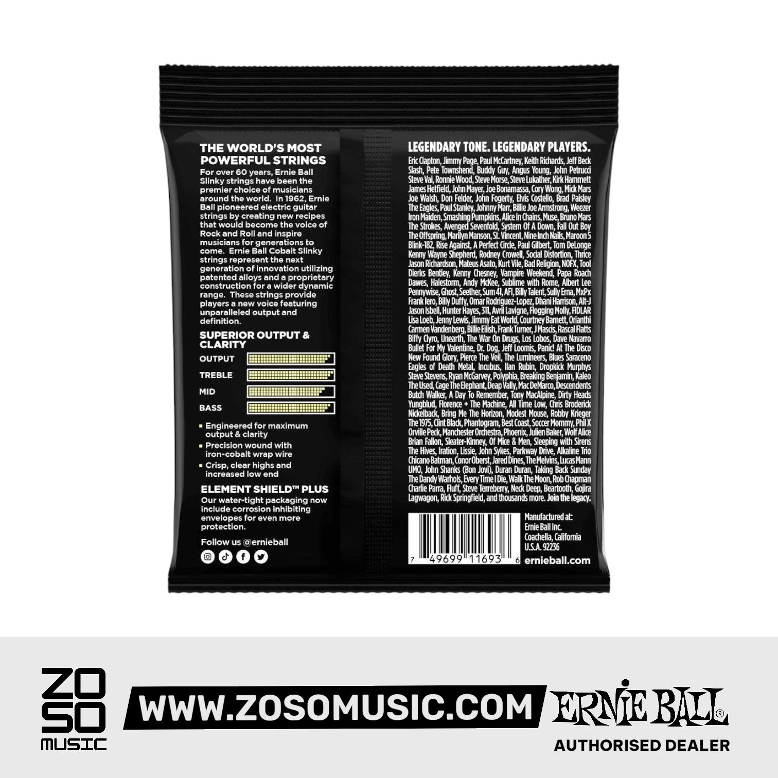 Ernie Ball P02714 Mammoth Slinky Cobalt Electric Guitar Strings, 12-62 Gauge |  ERNIE BALL |  STRINGS-BASS GUITAR |  Zoso Music