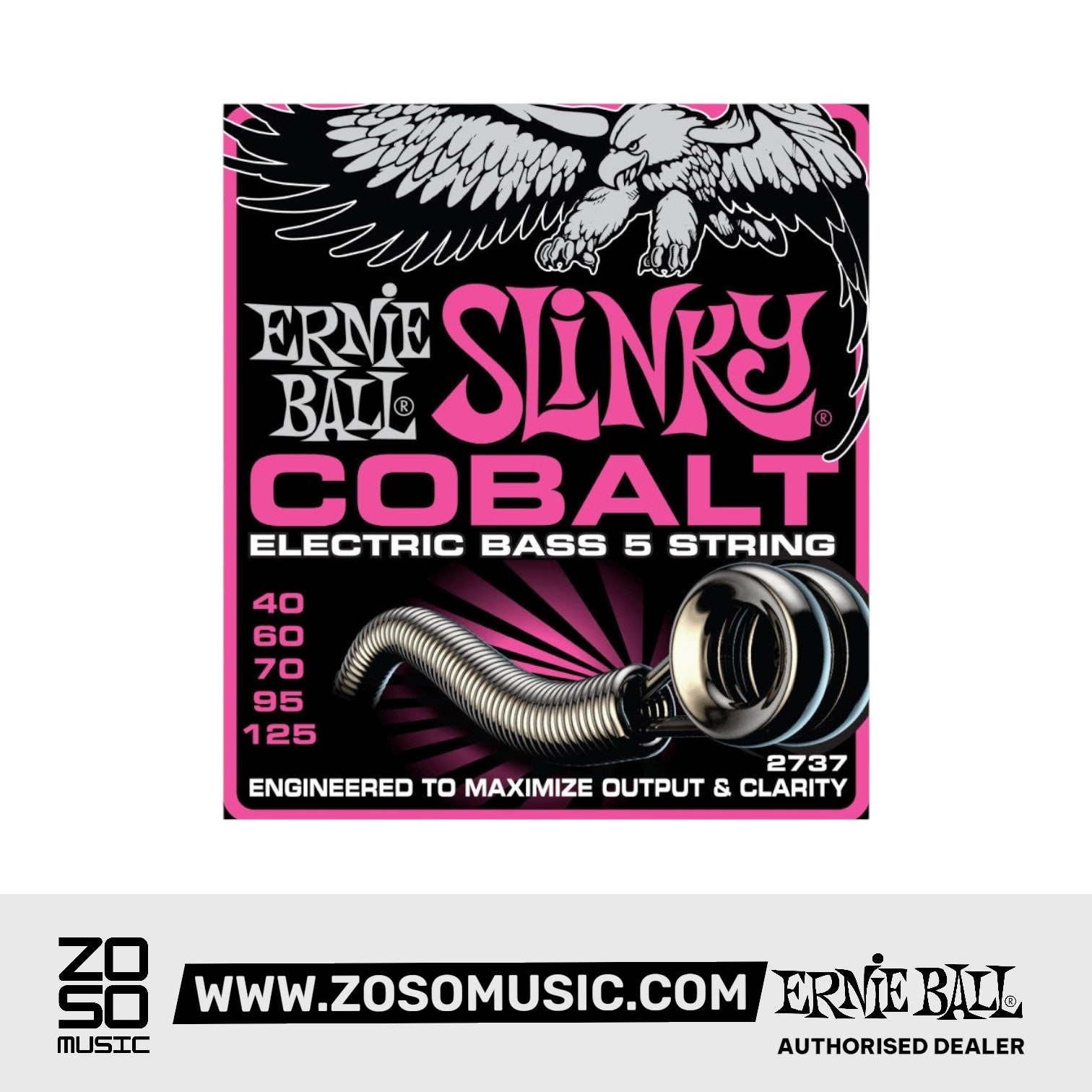 Ernie Ball P02737 Super Slinky Cobalt 5-string Electric Bass Strings, 40-125 Gauge |  ERNIE BALL |  STRINGS-BASS GUITAR |  Zoso Music