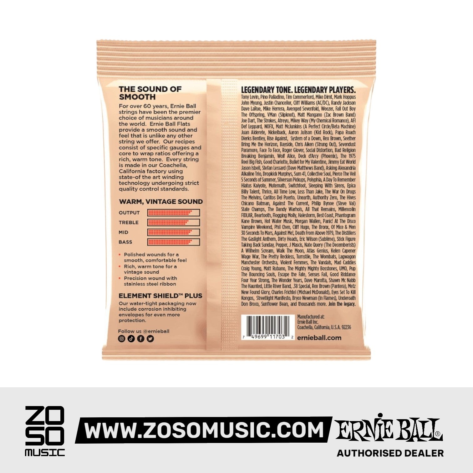Ernie Ball P02801 Flatwound Group 2 Short Scale Electric Bass Strings, 45-105 Gauge |  ERNIE BALL |  STRINGS-BASS GUITAR |  Zoso Music