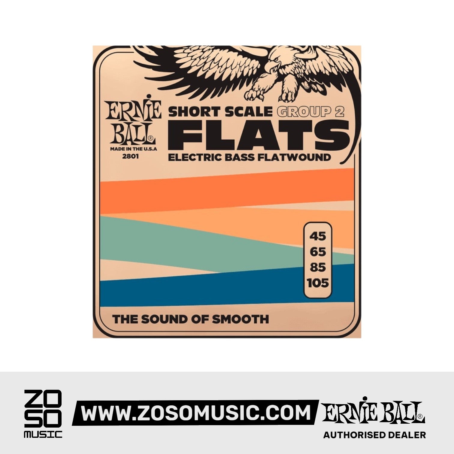 Ernie Ball P02801 Flatwound Group 2 Short Scale Electric Bass Strings, 45-105 Gauge |  ERNIE BALL |  STRINGS-BASS GUITAR |  Zoso Music