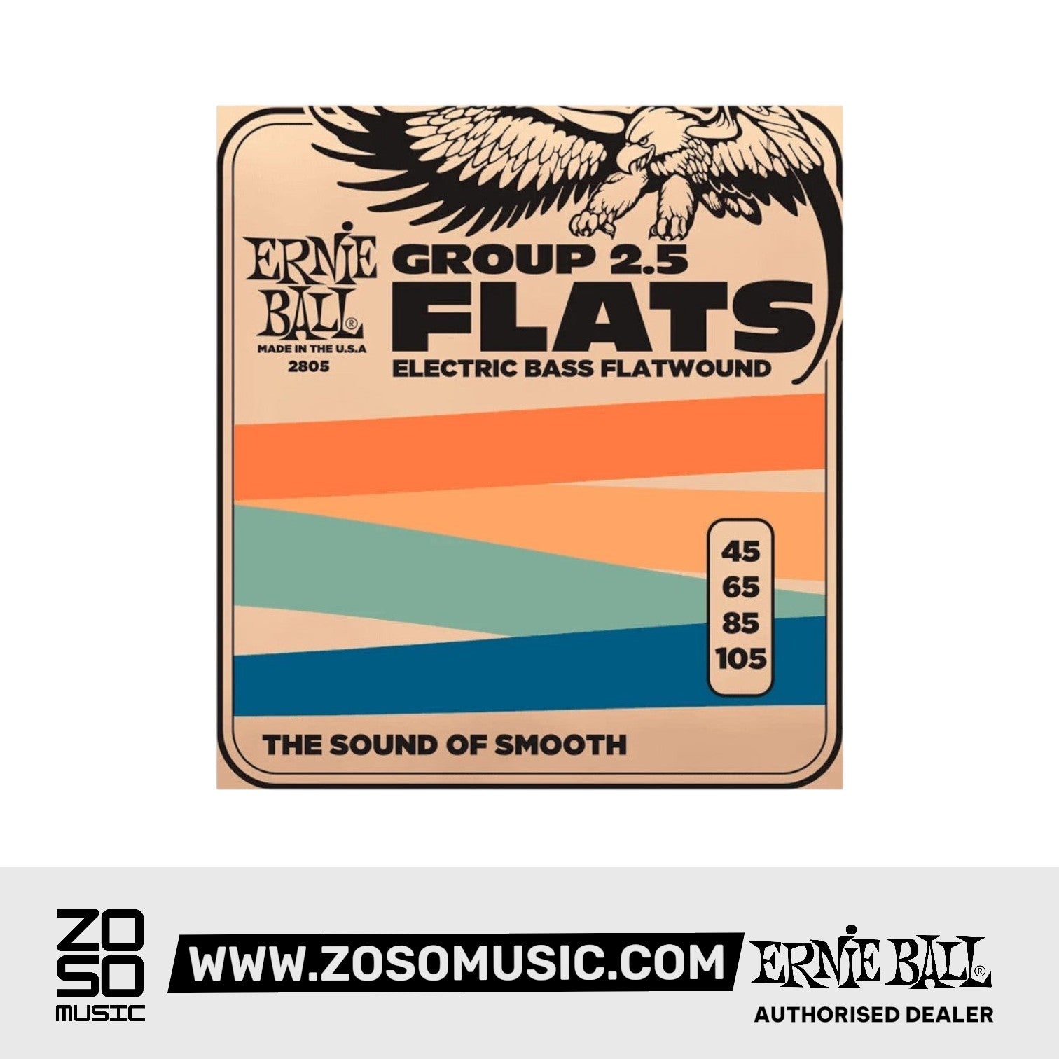 Ernie Ball P02805 Flatwound Group 2.5 Electric Bass Strings, 45-105 Gauge |  ERNIE BALL |  STRINGS-BASS GUITAR |  Zoso Music