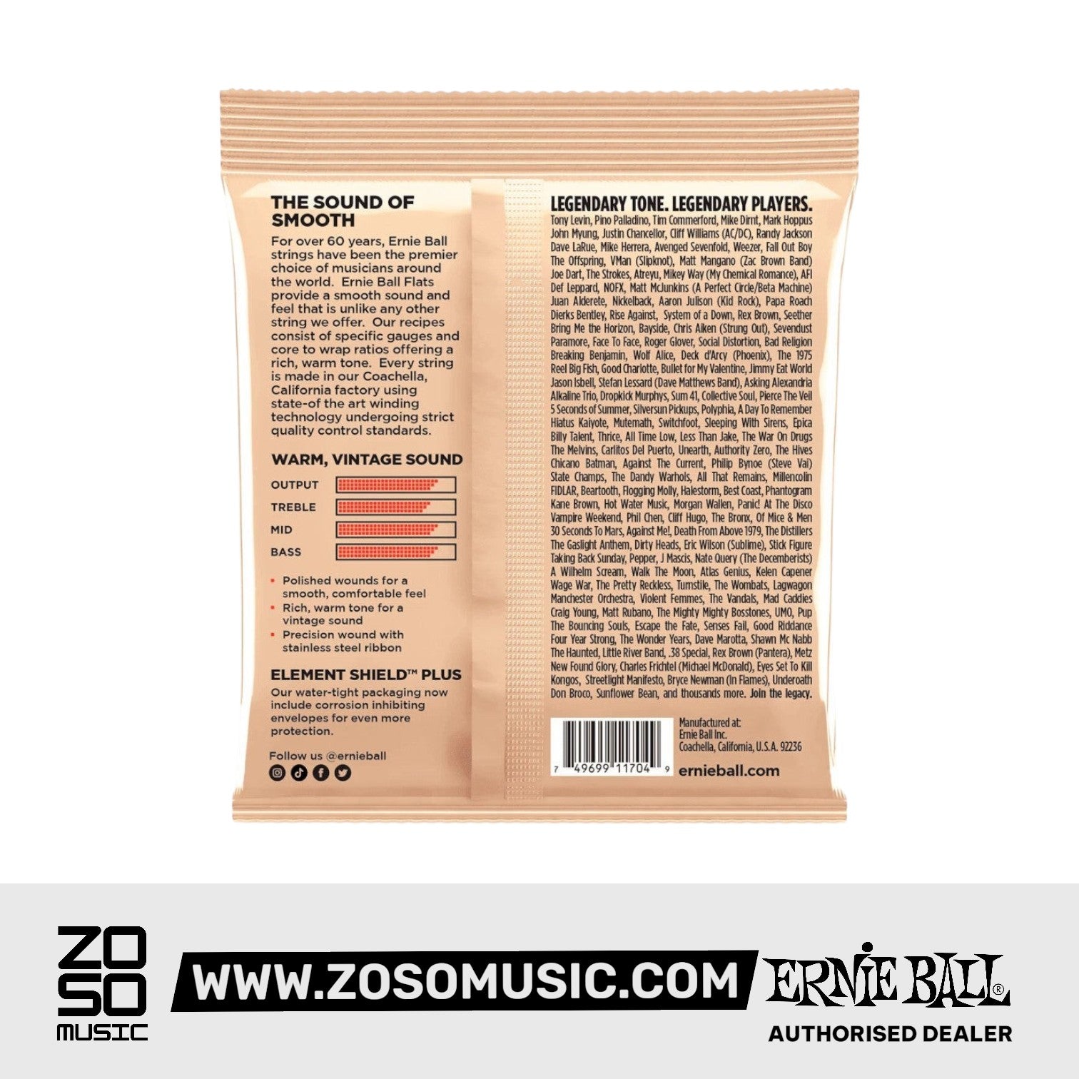 Ernie Ball P02805 Flatwound Group 2.5 Electric Bass Strings, 45-105 Gauge |  ERNIE BALL |  STRINGS-BASS GUITAR |  Zoso Music