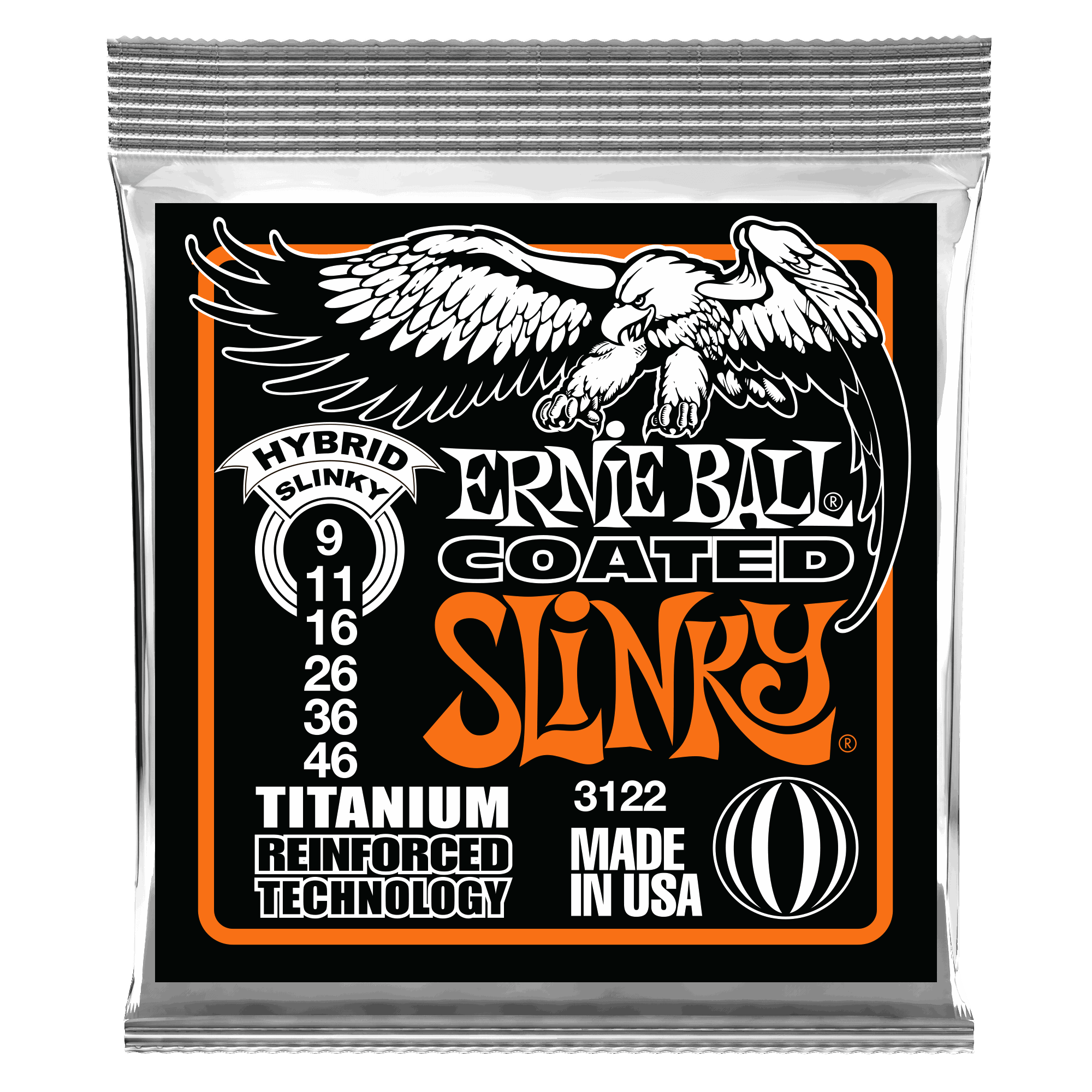 Ernie Ball Hybrid Slinky Titanium RPS Coated Electric Guitar Strings, 9-46 | Zoso Music Sdn Bhd