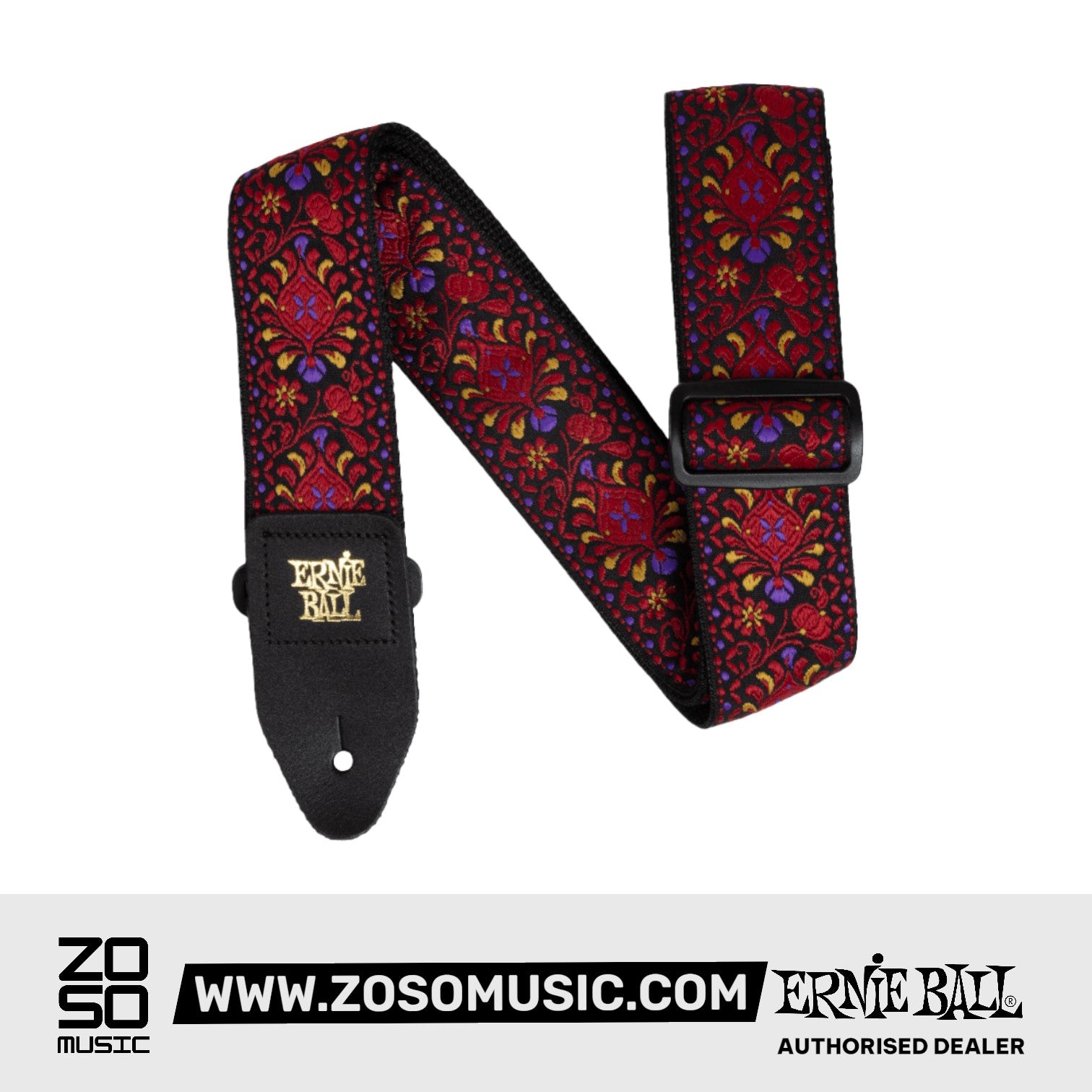 Ernie Ball P05369 Classic Jacquard Guitar Strap, Crimson Royal Bloom | Zoso Music Sdn Bhd