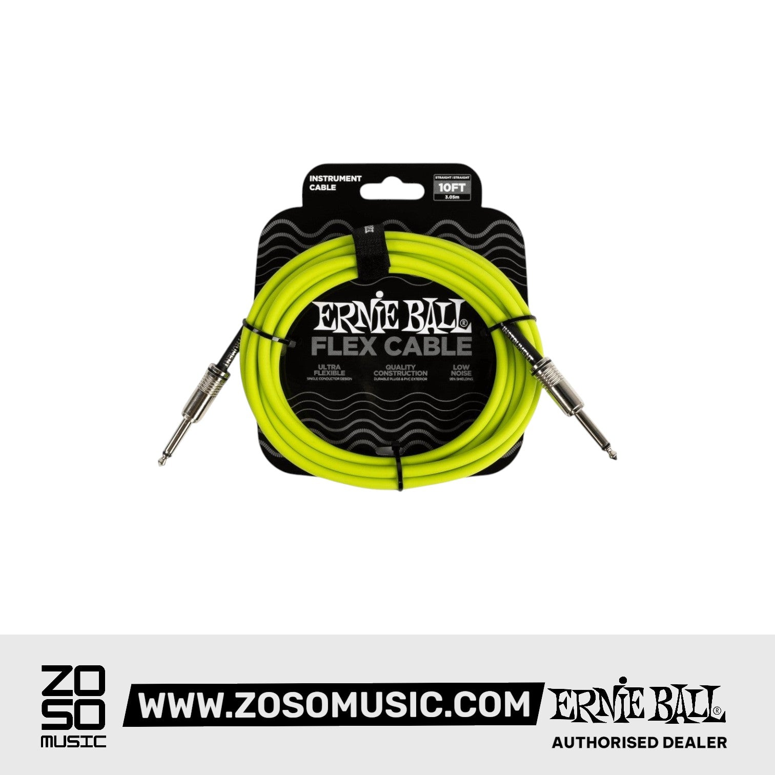 Ernie Ball P06414 Flex Instrument Cable 10 Ft, Green | Zoso Music Sdn Bhd