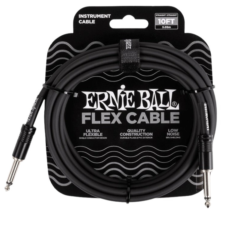 Ernie Ball P06434 Flex Instrument Cable 10 Ft, Black | Zoso Music Sdn Bhd